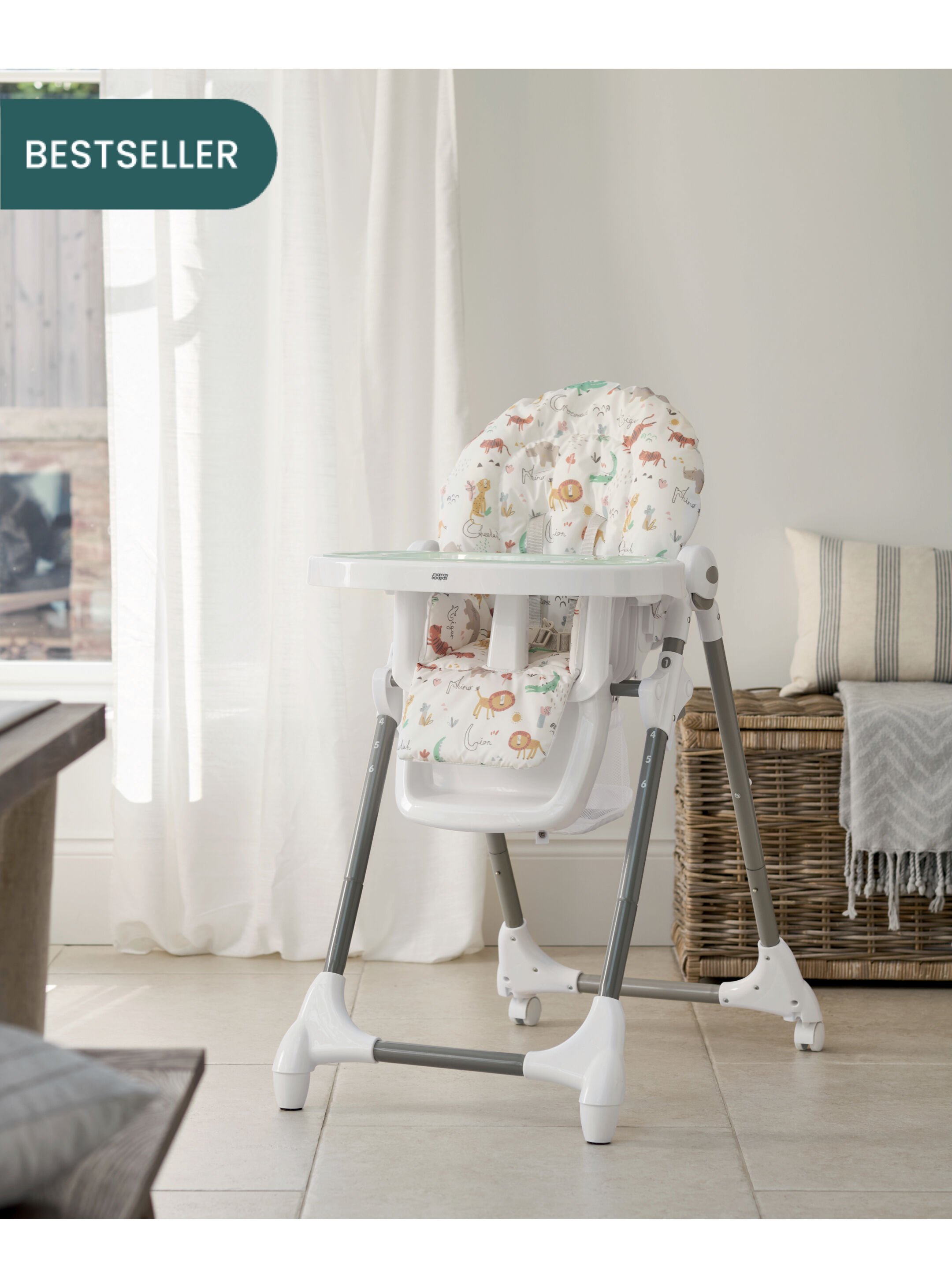 كرسي سناكس مرتفع - نقشة غابة وأحرف image number 1