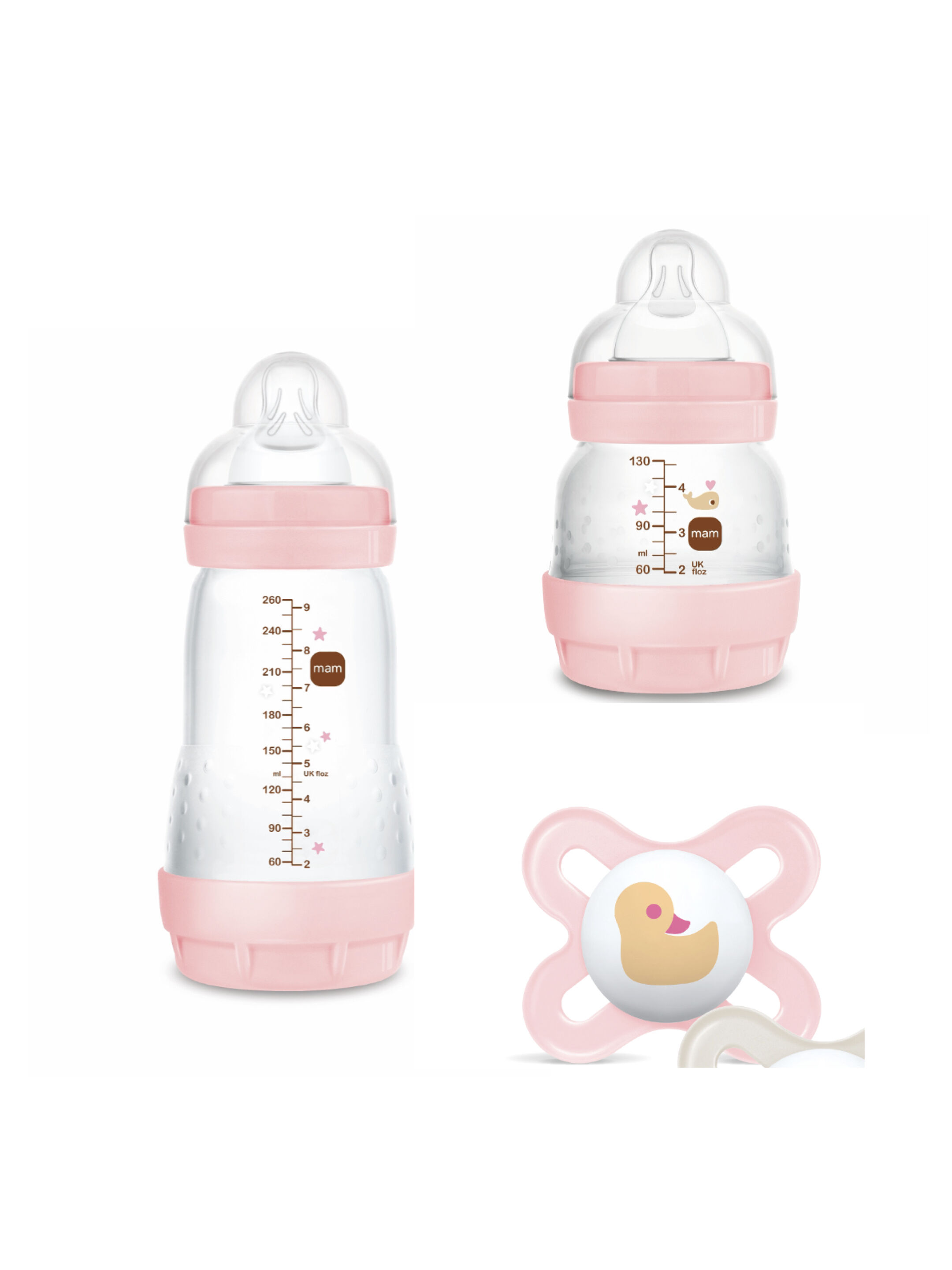 عبوة زجاجة رضاعة مرنة سيليكون مام بيبي إيزي ستارت مضادة للمغص - من سن الولادة فما فوق | سي لايف بينك - 3 قطع image number 1