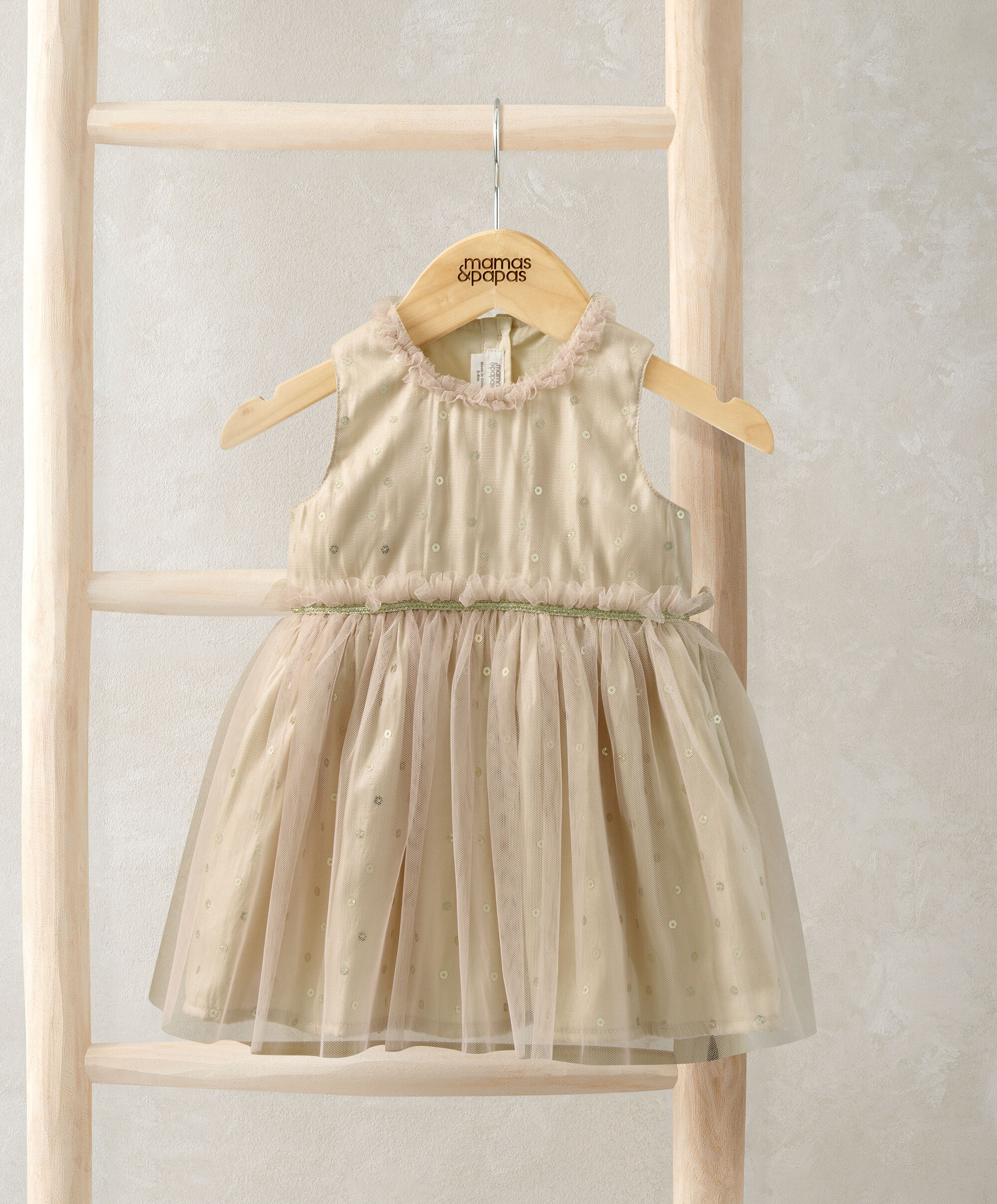 فستان ذهبي قماش شبكي image number 1