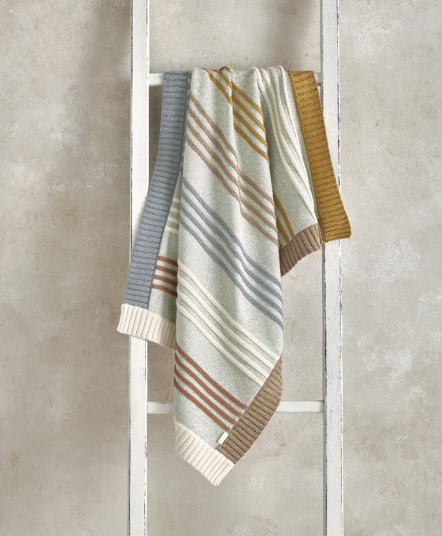 بطانية منسوجة مخططة بحواف بألوان متعددة image number 1