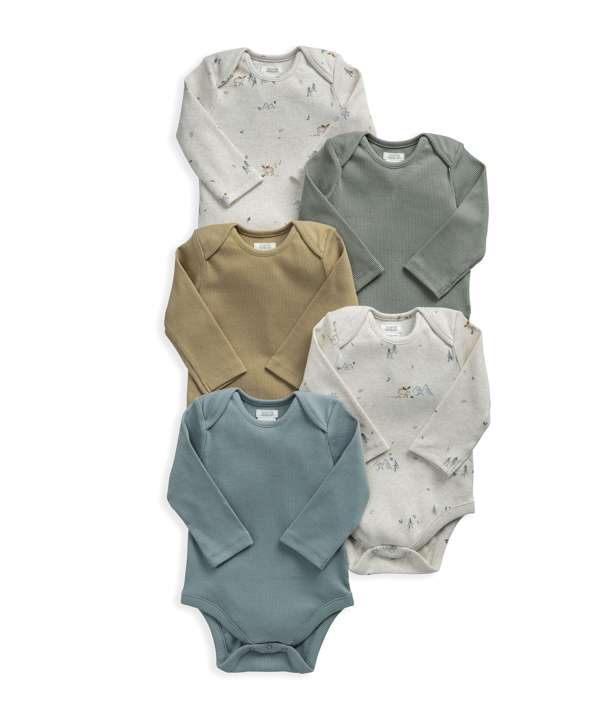 طقم بودي سوت بأكمام طويلة وطبعة فأر، 5 قطع image number 2