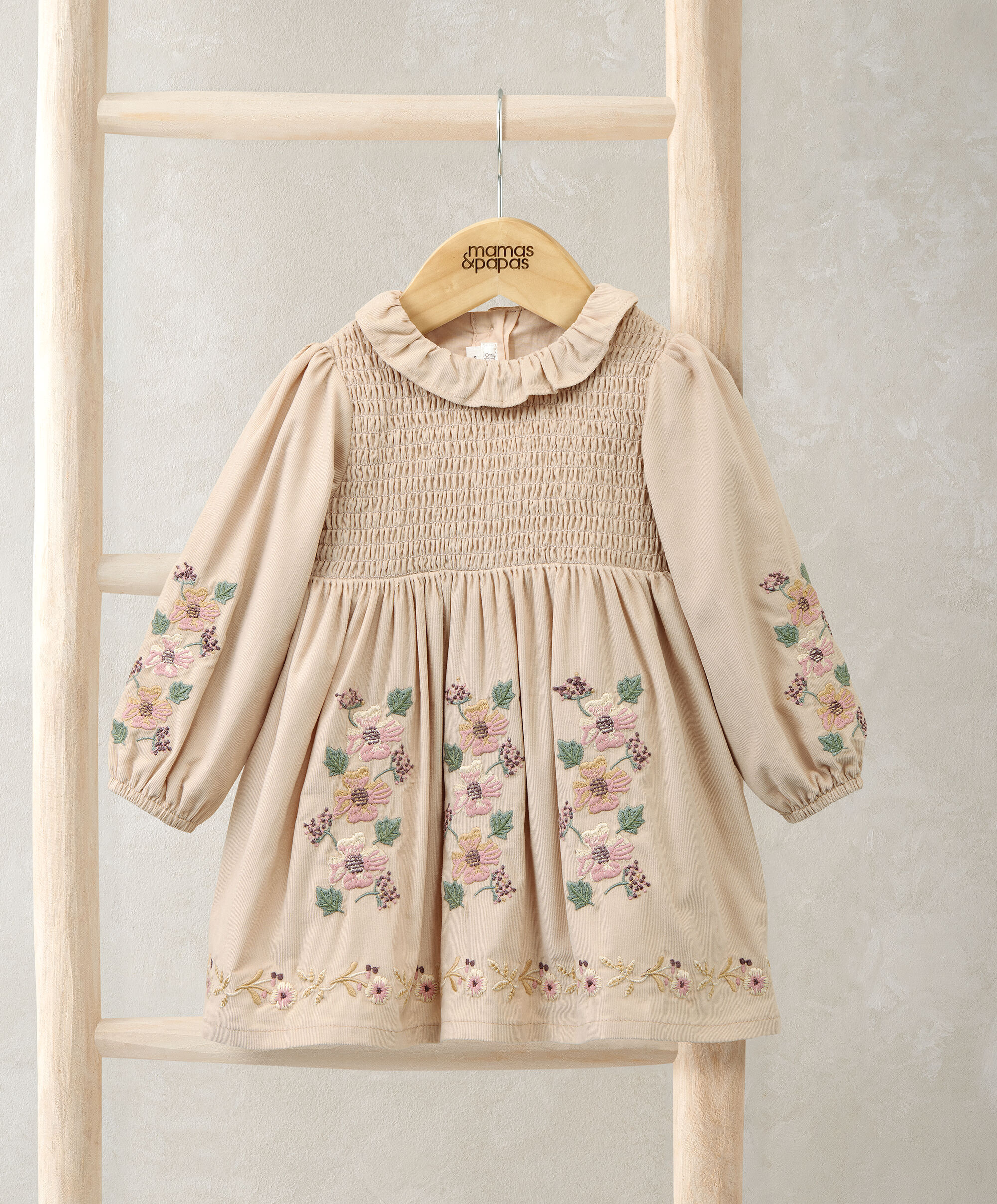 فستان مطرز قطن مخملي مضلع image number 1