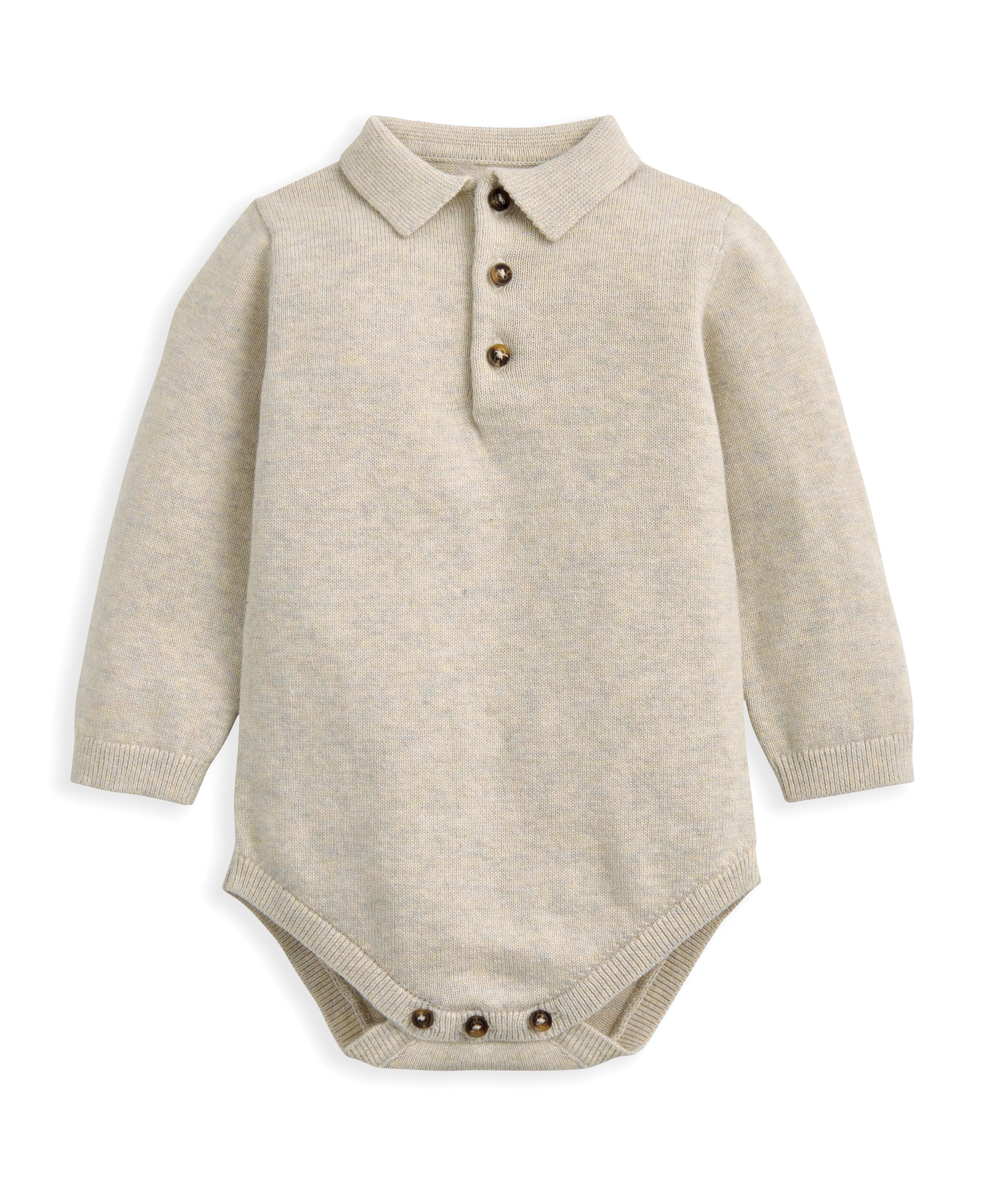 طقم بودي سوت بولو منسوج بلون كاميل، 2 قطع image number 3
