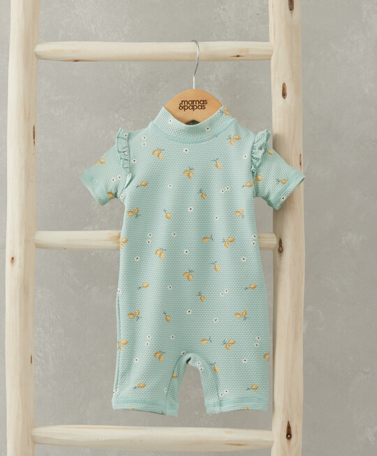 بدلة سباحة بأكمام قصيرة ونقشة ليمون بدلة سباحة بأكمام قصيرة ونقشة ليمون image number 1