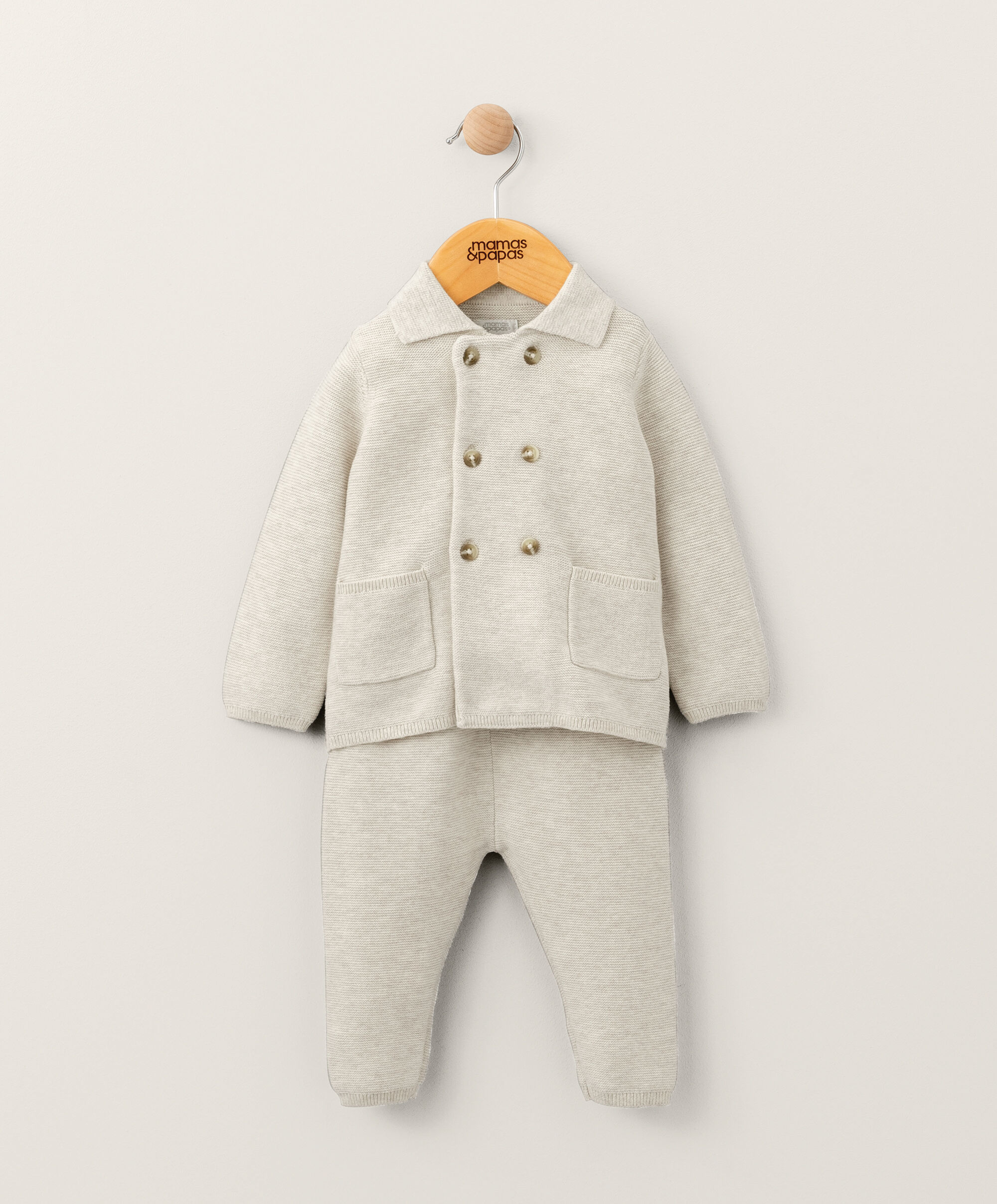 طقم بلوزة ولغينغز منسوج - بيج image number 1