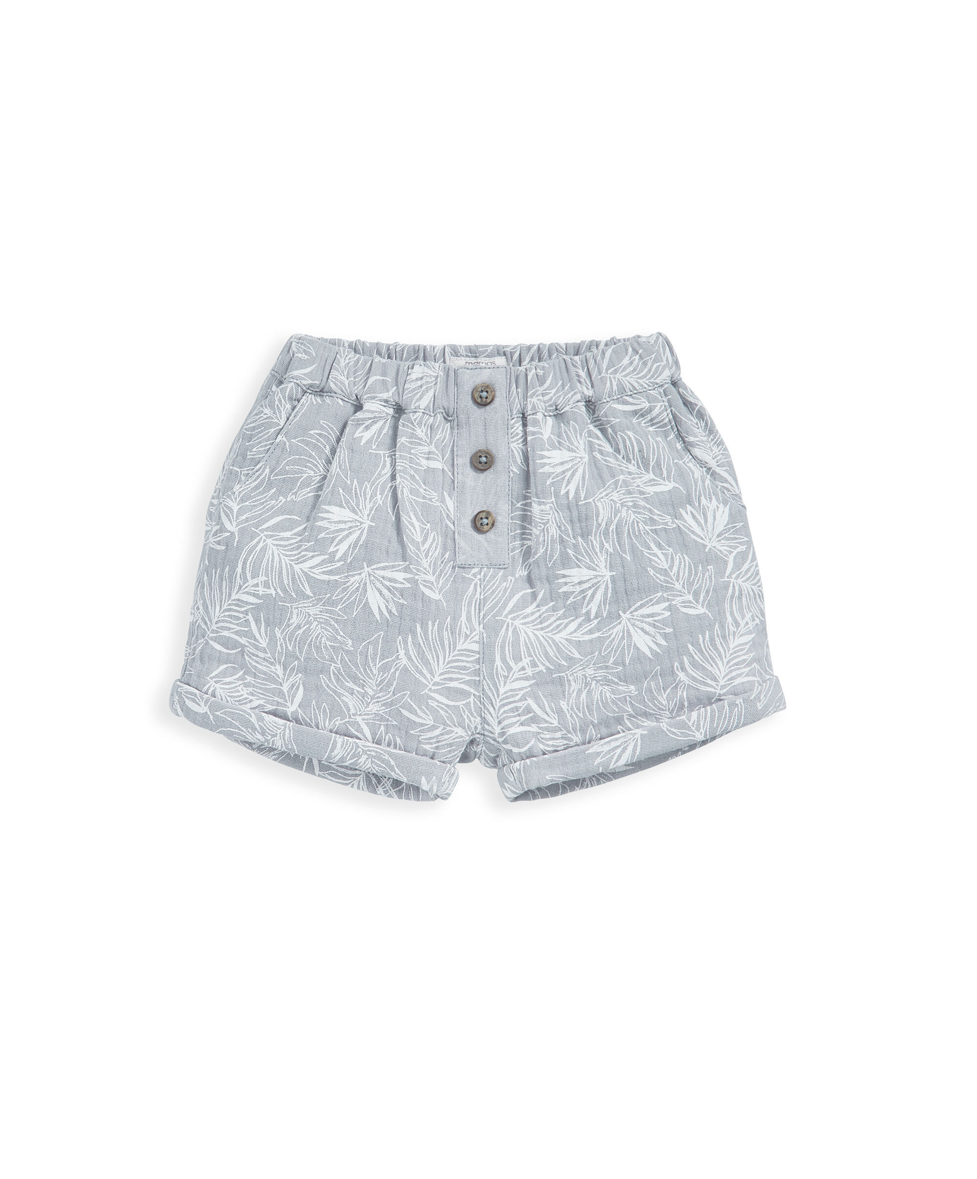 طقم متناسق من قميص وشورت بنقشة أشجار نخيل بلون أزرق - قطعتان image number 4