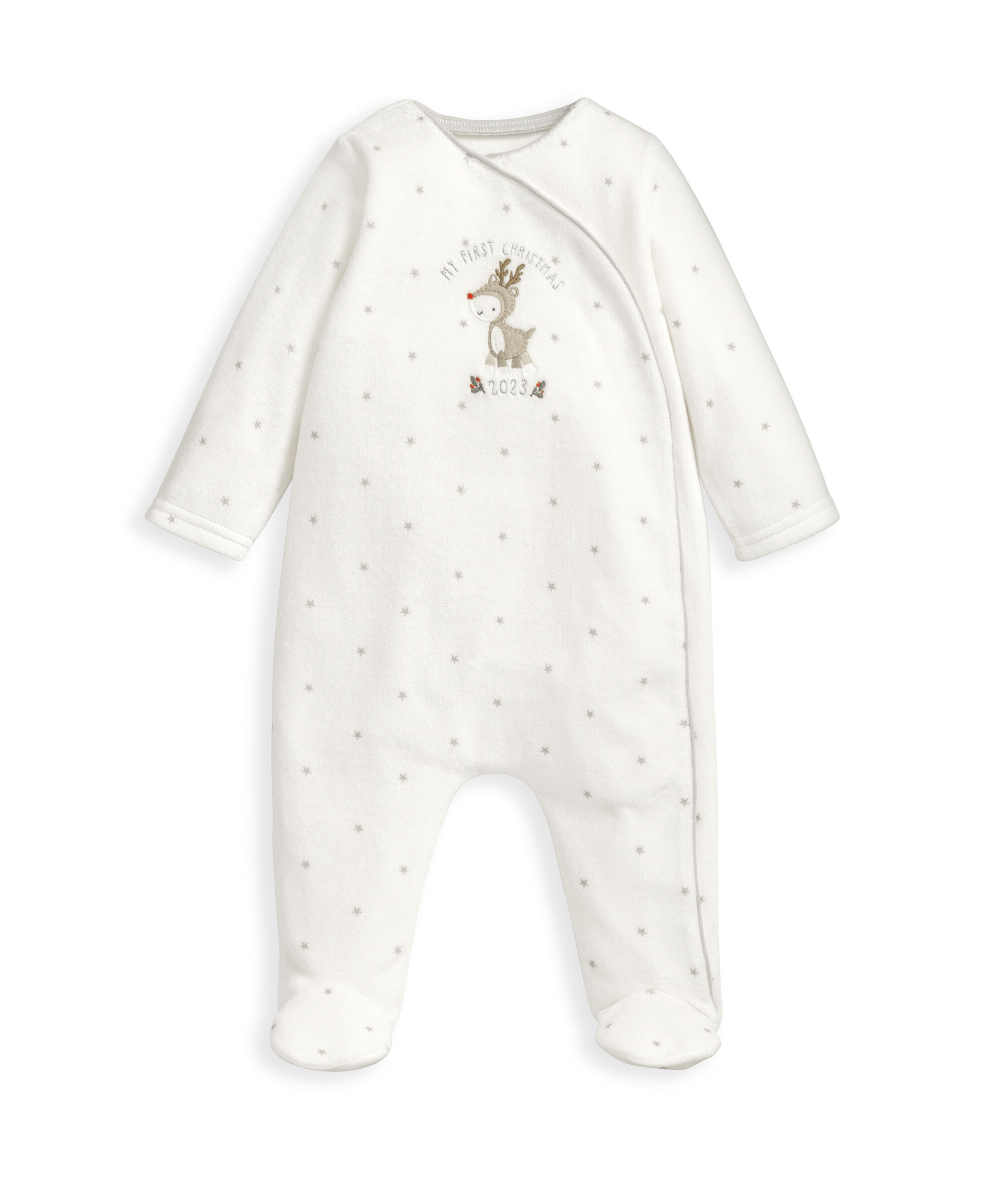 لباس الكل في واحد بعبارة My First Christmas - أبيض image number 3