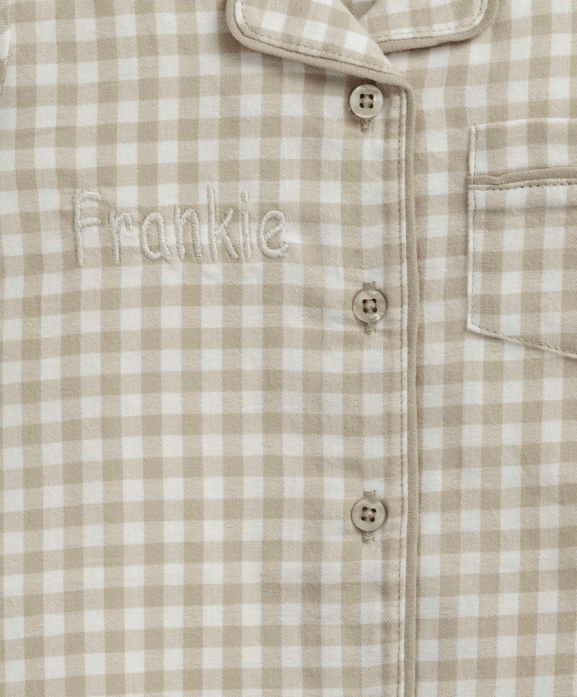 بيجاما منسوجة بنقشة مربعات - بيج image number 5