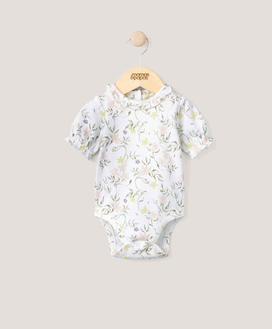 لباس قطعة واحدة بنقشة زهور - أزرق لباس قطعة واحدة بنقشة زهور - أزرق image number 1