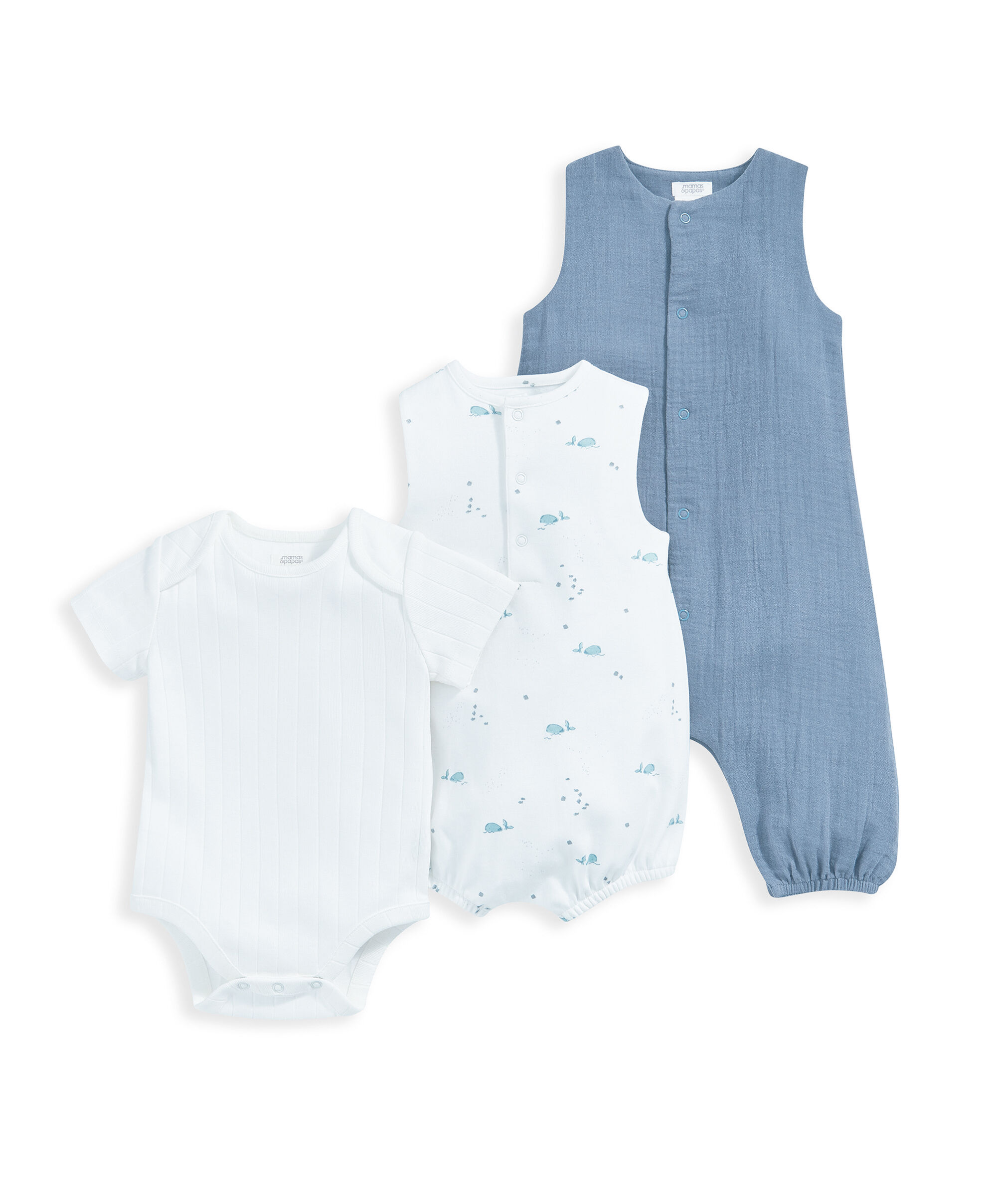 طقم ملابس لحديثي الولادة بنقشة حوت - 4 قطع image number 2