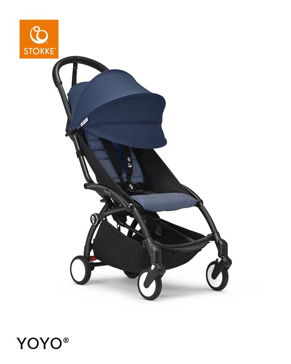 Stokke YOYO&sup3; Black Frame with 6+ Color Pack &ndash; Air France Blue & Cup Holder (3 Pieces) image number 2
