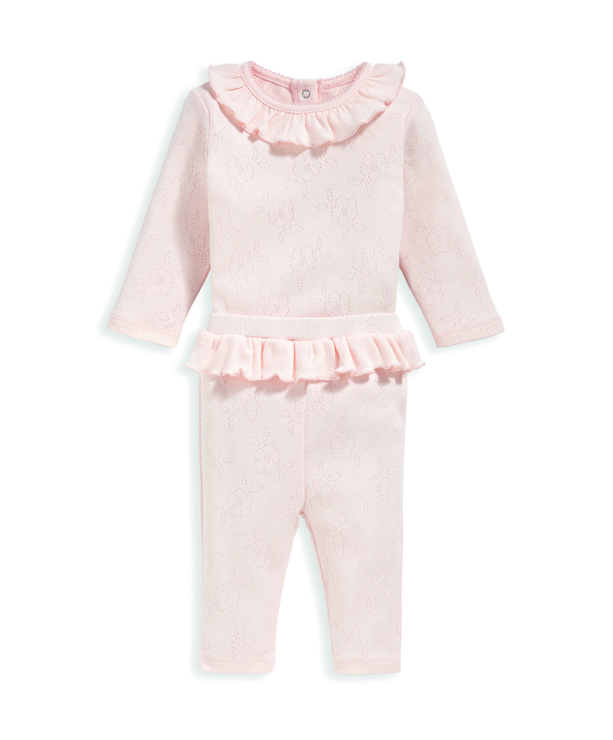 طقم بحافة كشكش ونقشة بونتيل - قطعتان image number 2