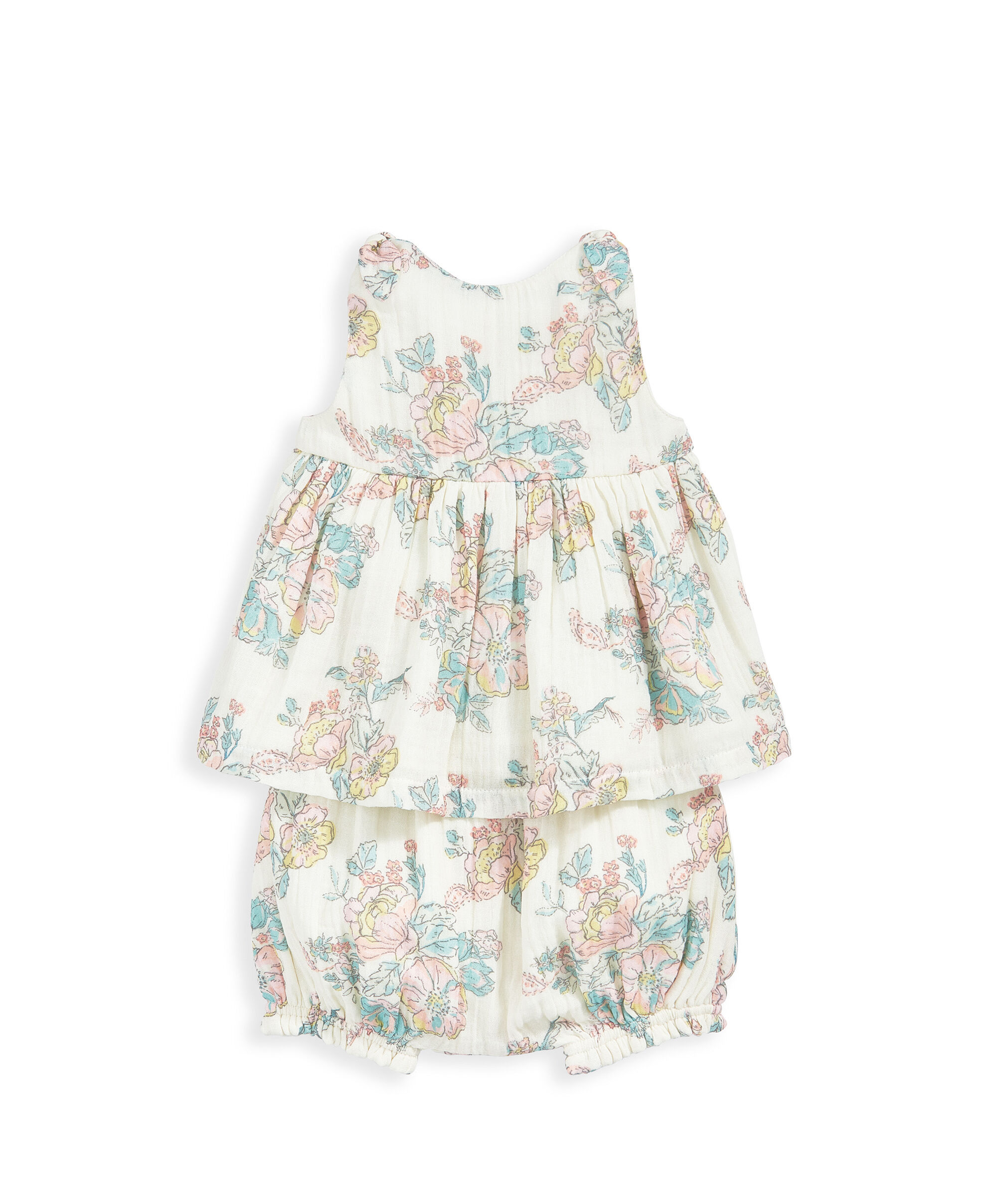 طقم تي شيرت وسروال تحتي بنقشة زهور - قطعتان image number 2