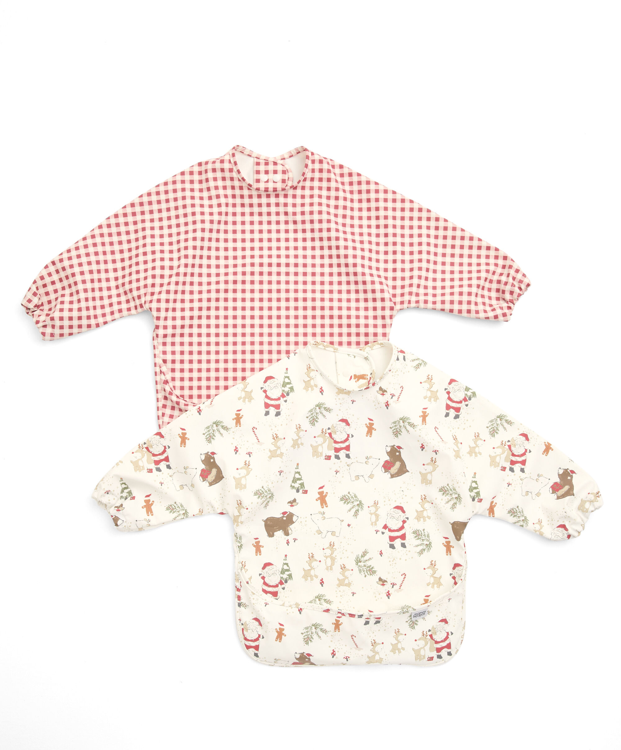 طقم مريلات بأكمام طويلة ونقشة سانتا والأصدقاء، قطعتين بإصدار للكريسماس image number 1