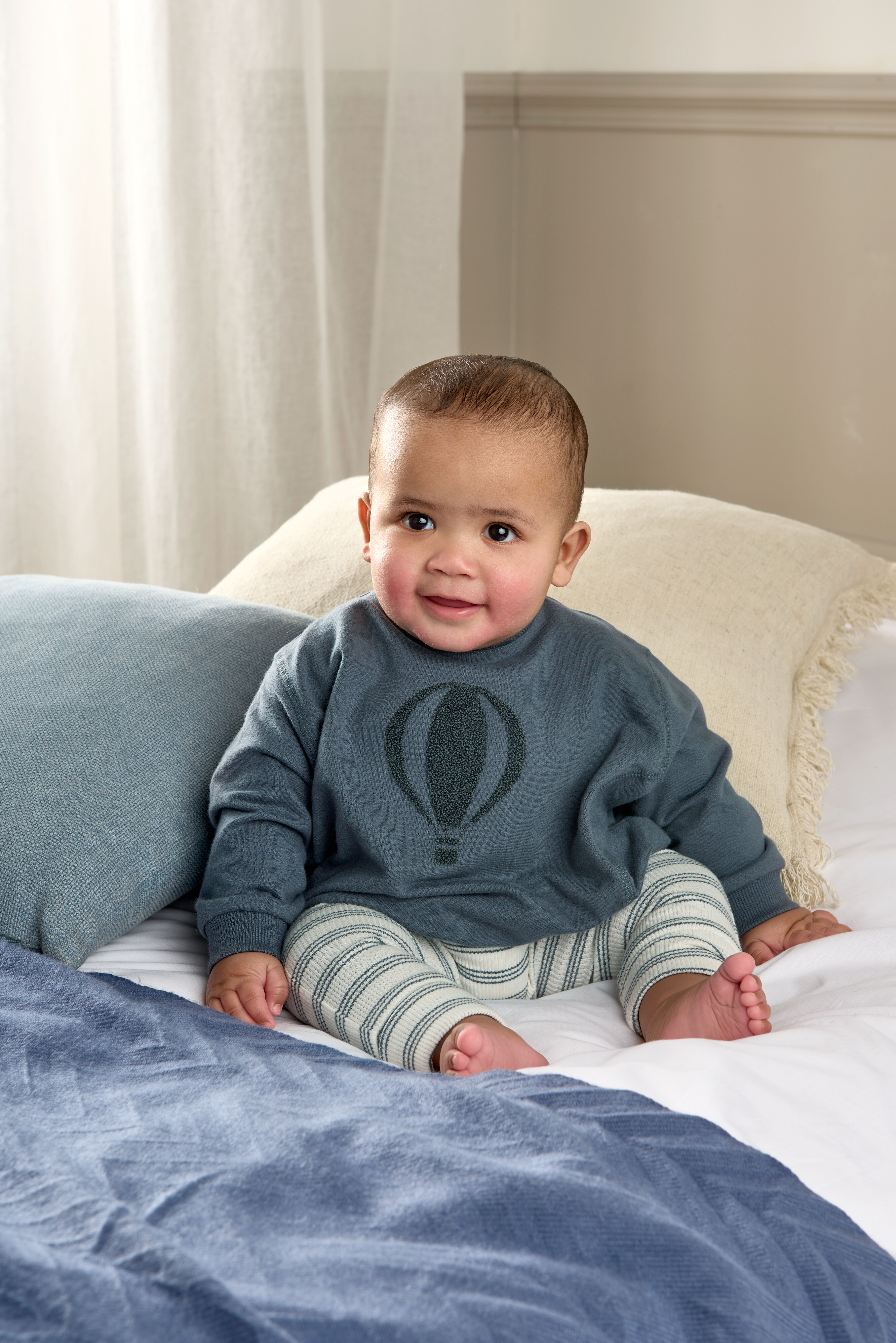 طقم بلوزة ولغينغز بنقشة مخططة - قطعتان image number 6