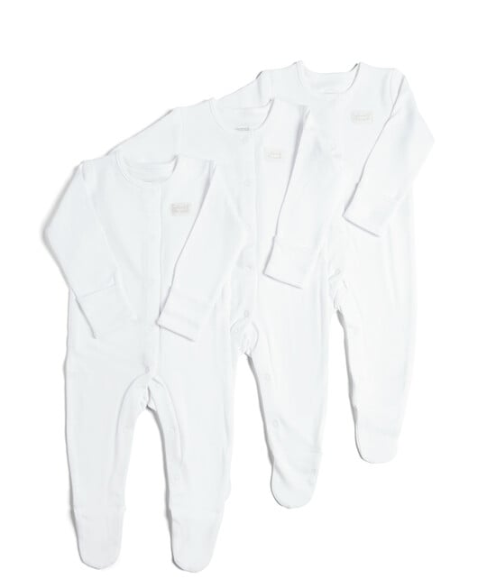 طقم بيجاما قطعة واحدة بلون أبيض - 3 قطع طقم بيجاما قطعة واحدة بلون أبيض - 3 قطع image number 1