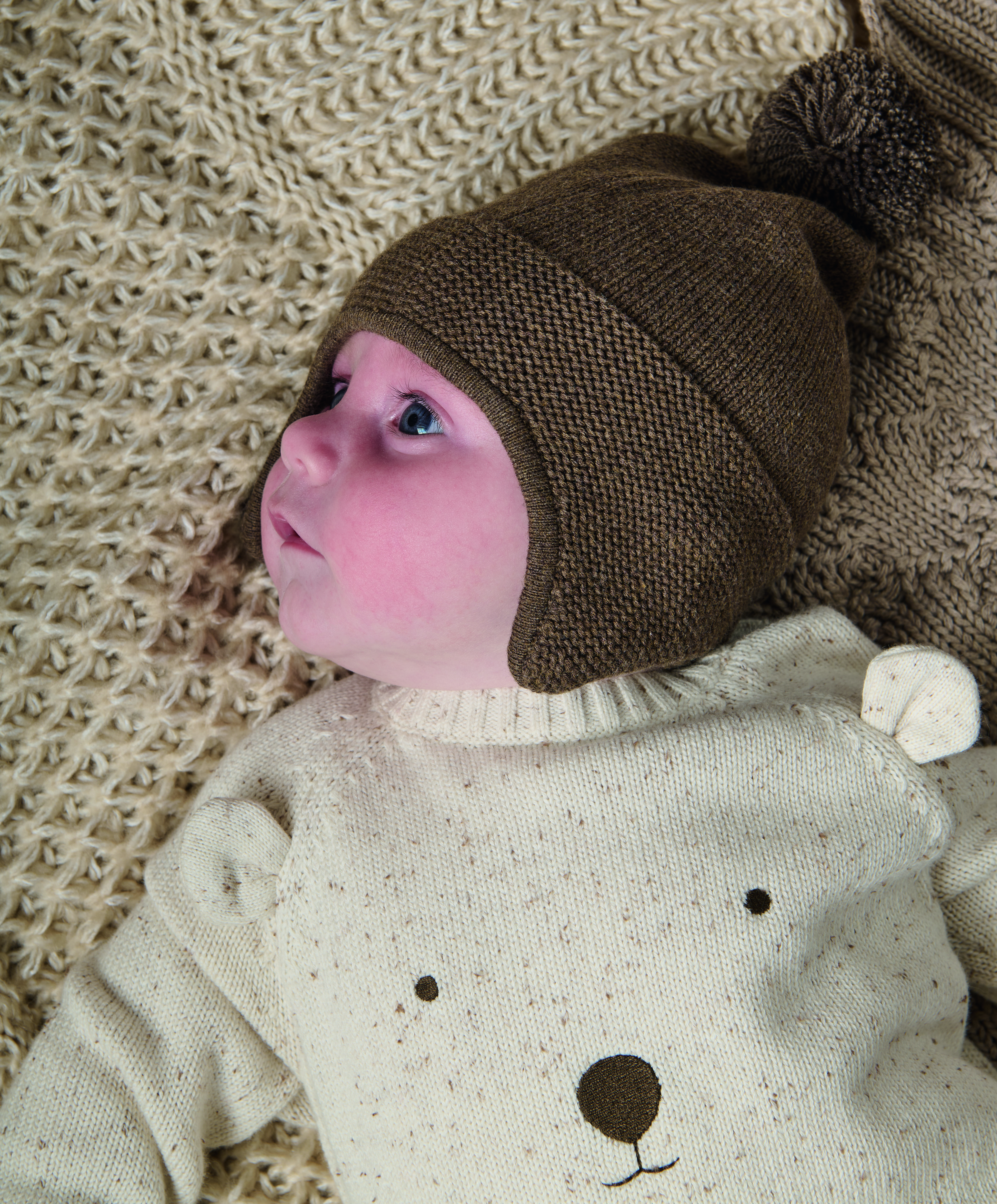 قبعة منسوجة بكرات بوم بوم - بني image number 3