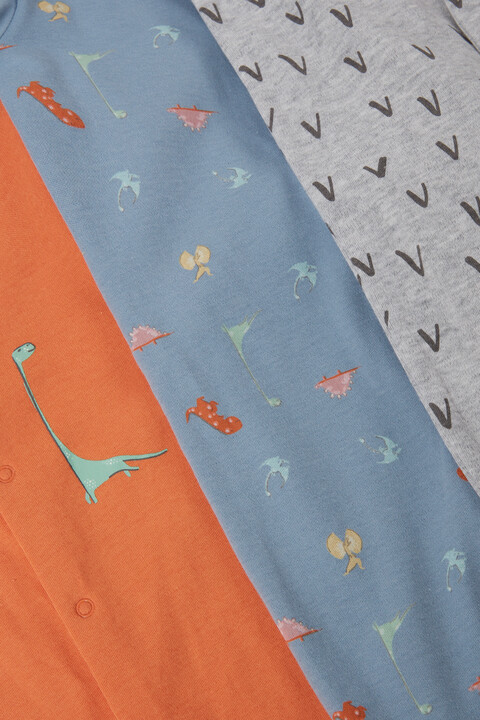 طقم بيجاما قطعة واحدة بنقشة ديناصور - 3 قطع طقم بيجاما قطعة واحدة بنقشة ديناصور - 3 قطع image number 3