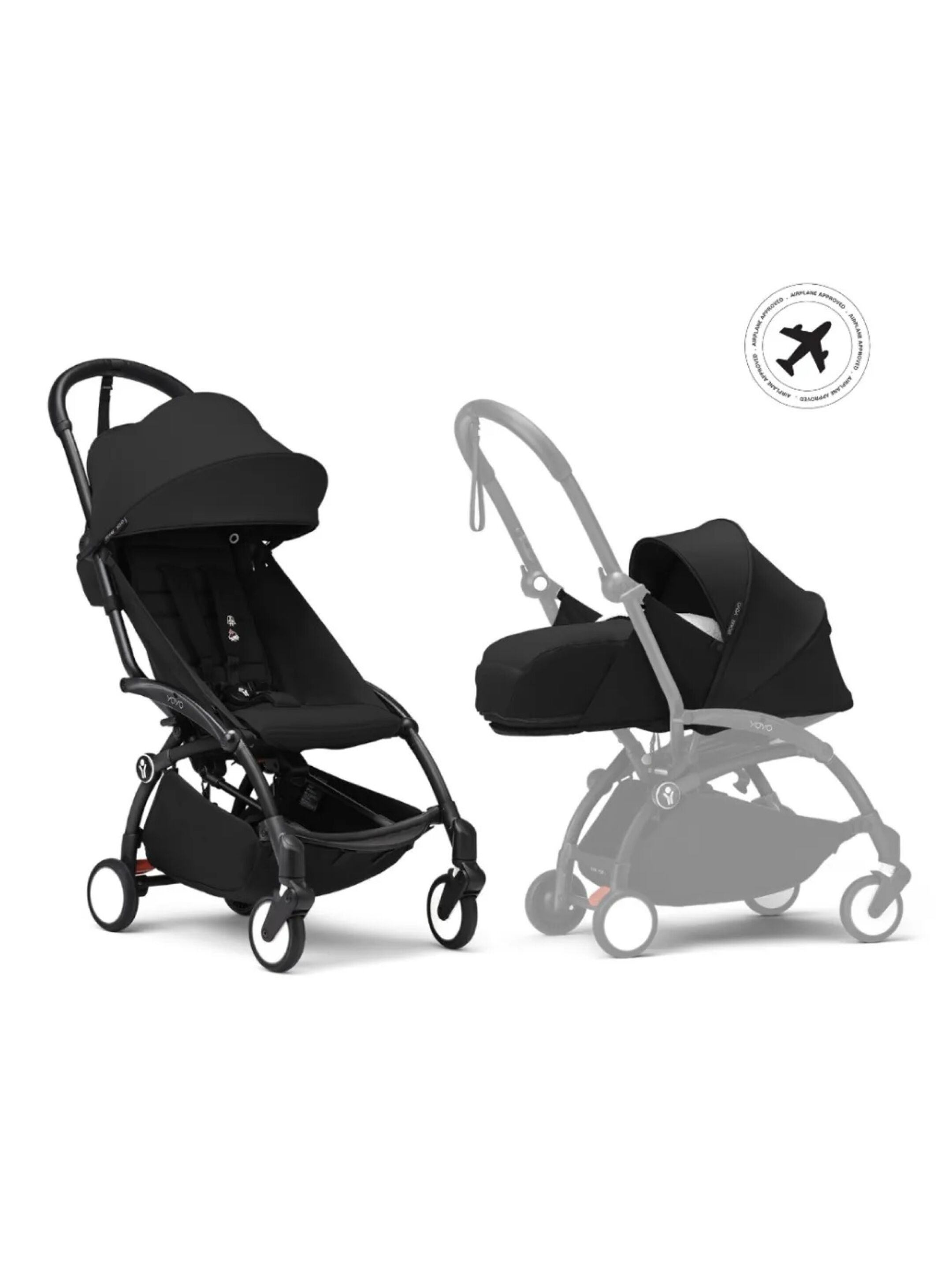 Stokke YOYO3 Full Stroller with Black Frame, 0+ Newborn and 6+ Color Pack - Black (3 pieces) image number 1