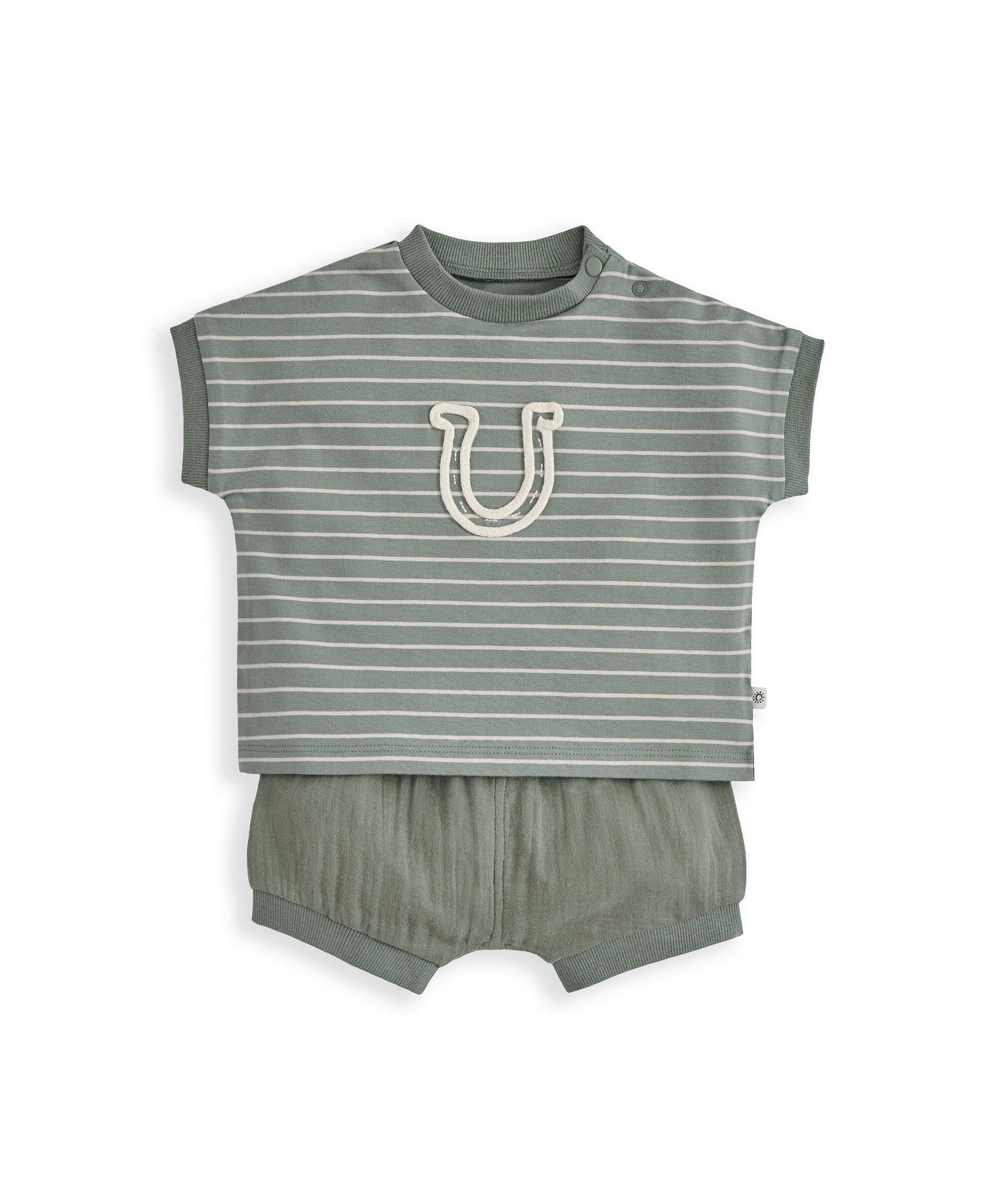 طقم تيشيرت وشورت بنقشة بتصميم حدوة حصان، قطعتين image number 2