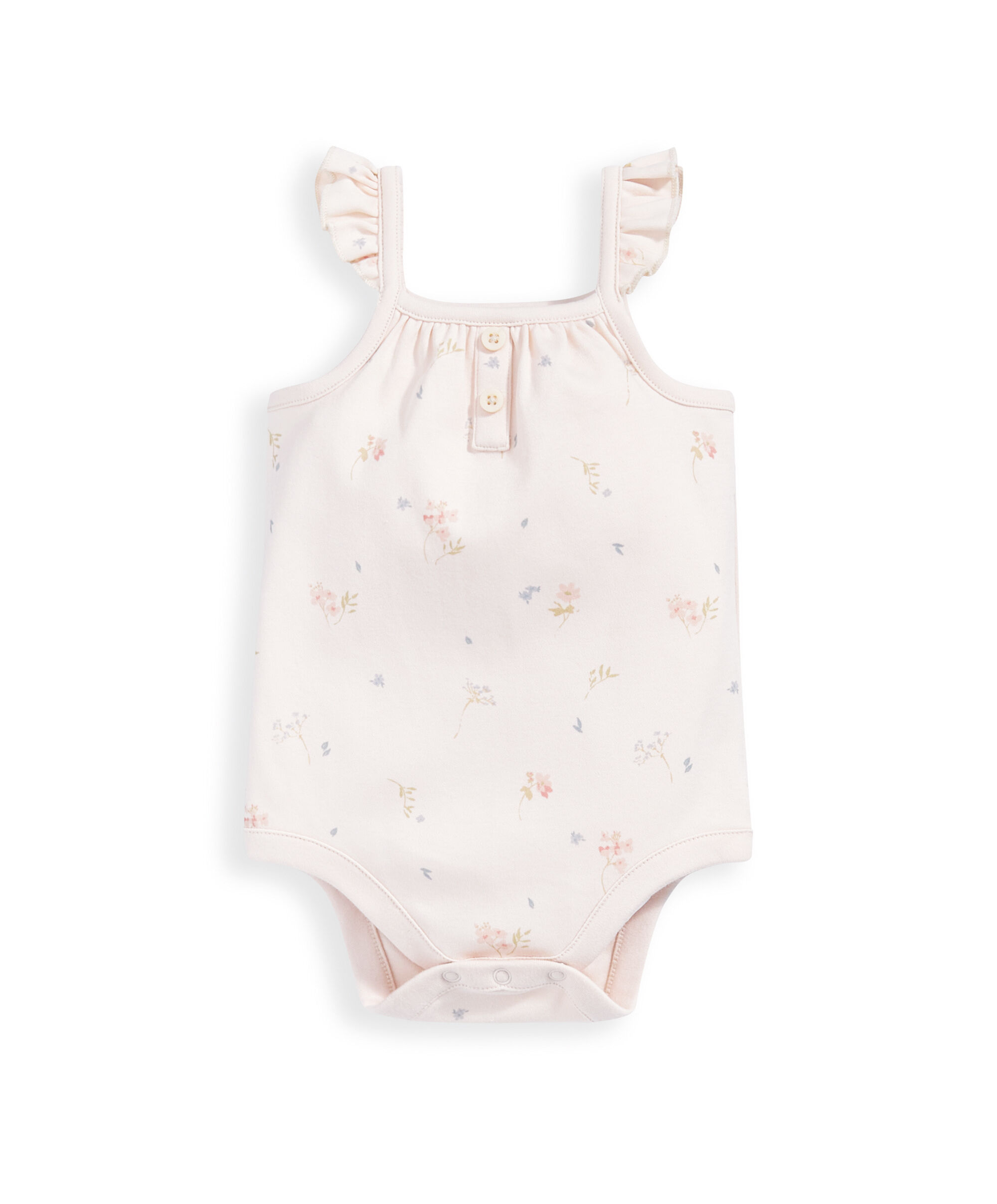 طقم لباس قطعة واحدة وشورت بنقشة زهور - وردي image number 3