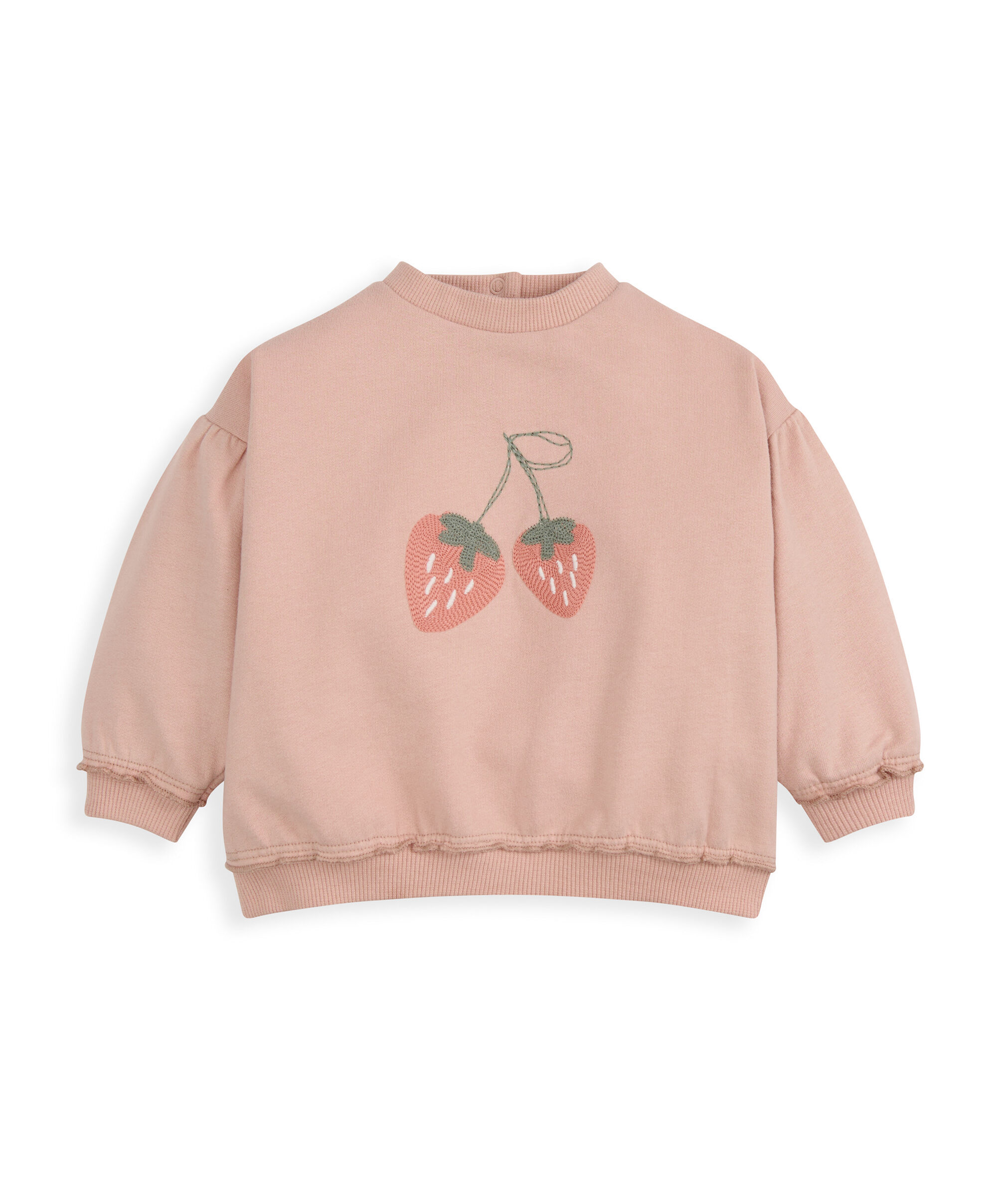 طقم سويت شيرت بتطريز فراولة وبنطال رياضي، قطعتين image number 3