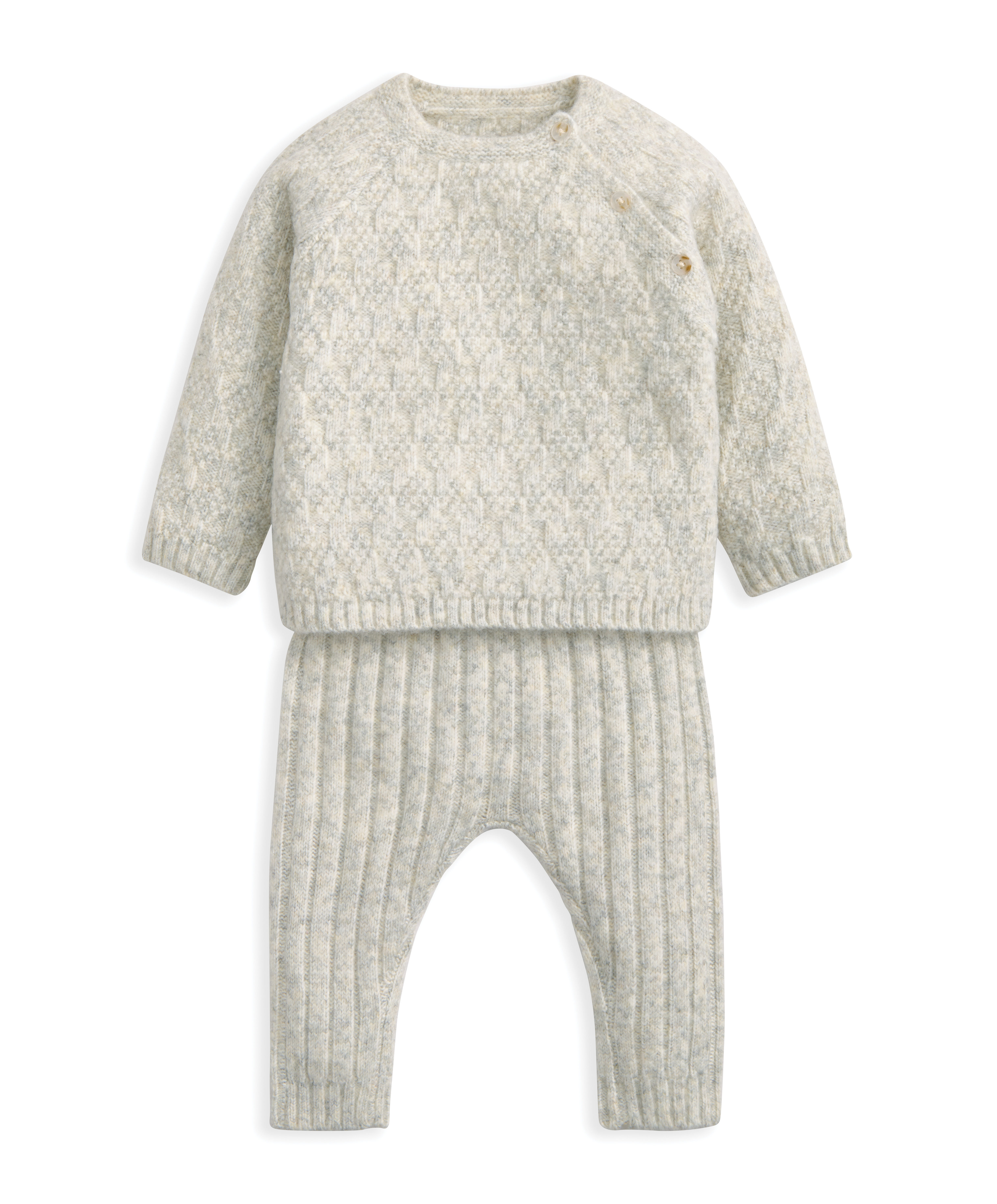 طقم منسوج بلون رمادي، قطعتين image number 2