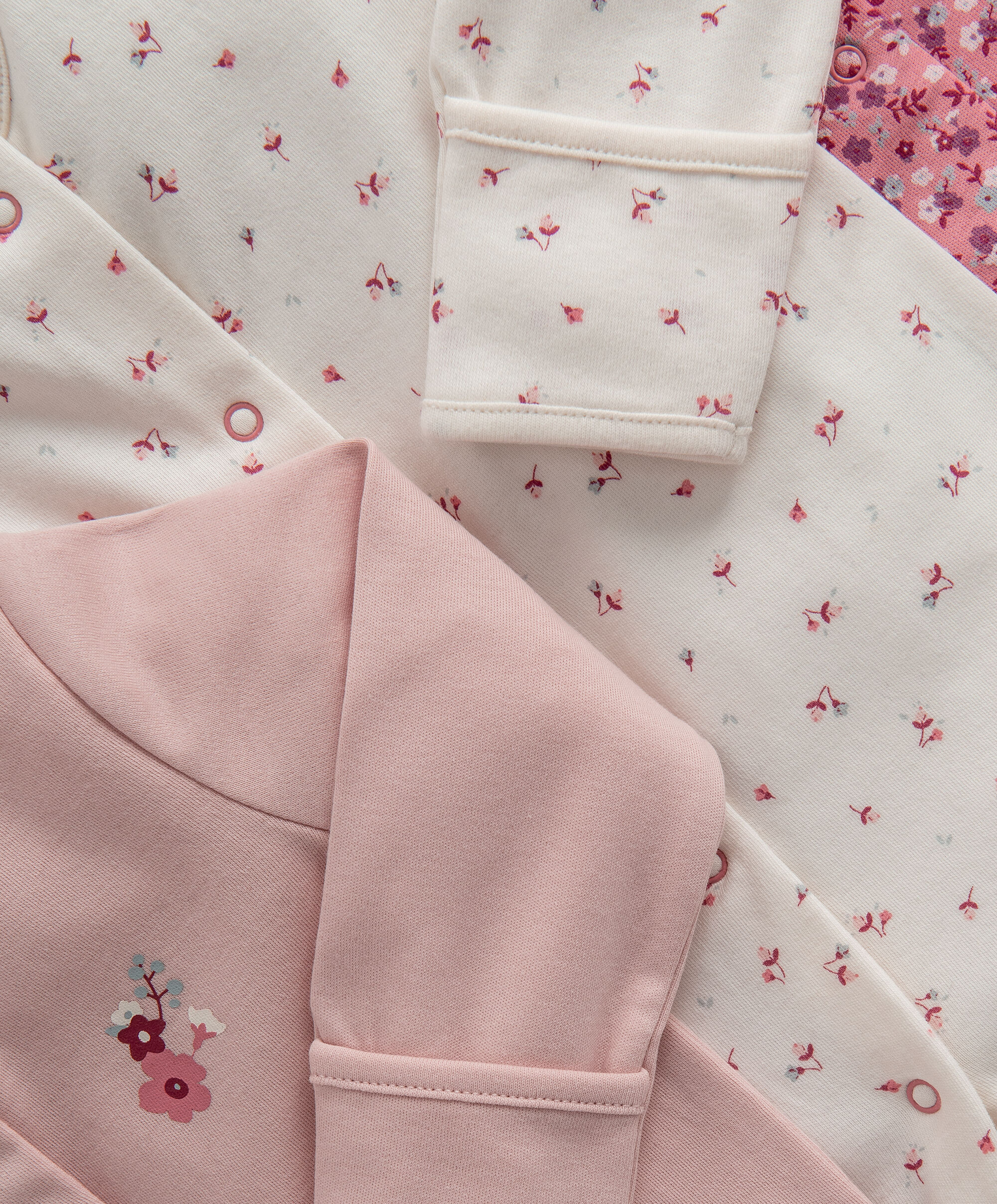 طقم بيجاما قطعة واحدة بنقشة زهور- 3 قطع image number 3