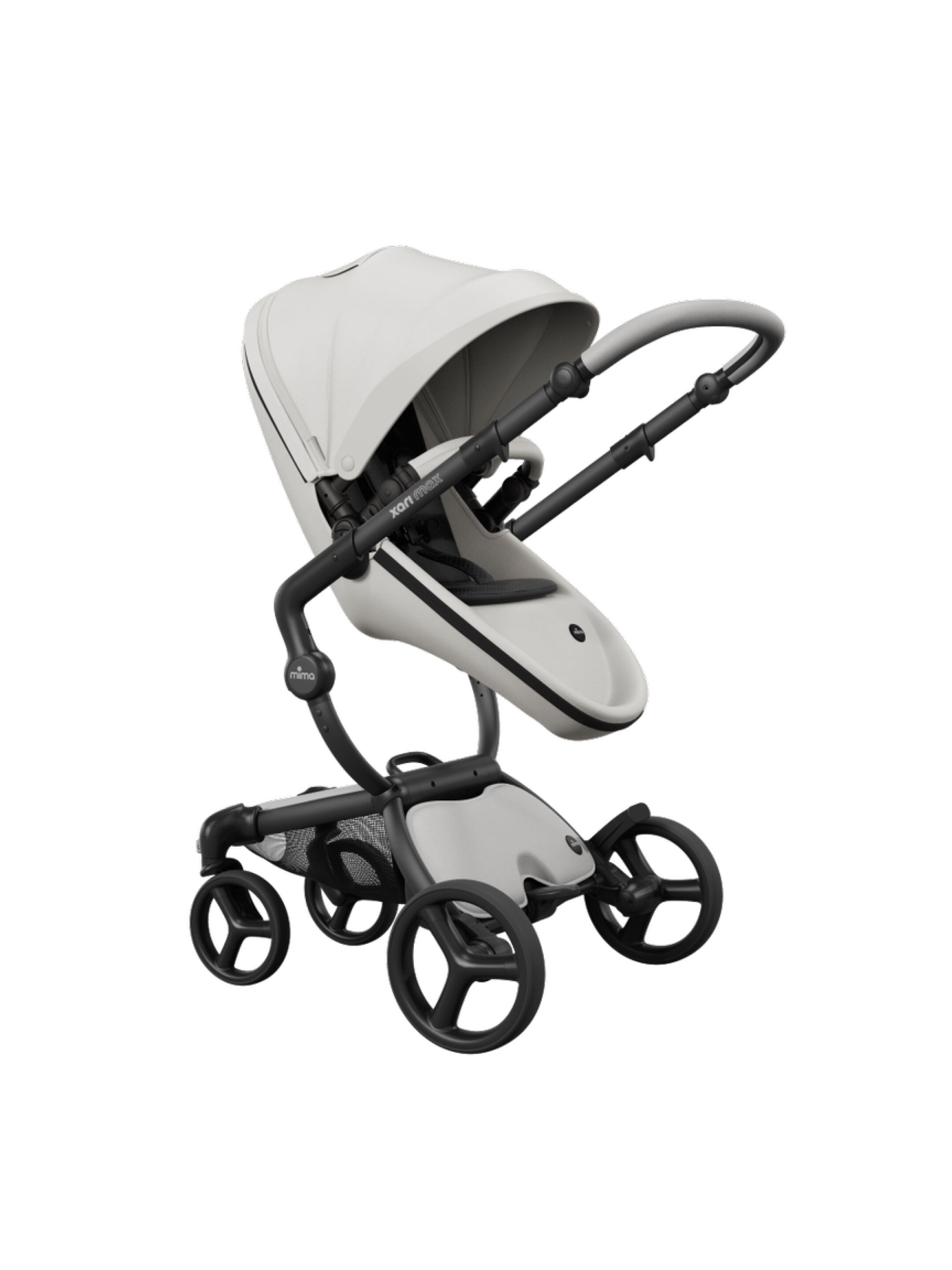 طقم هيكل زاري ماكس أسود ومقعد عربة أطفال أبيض ومجموعة مقعد عربة أطفال لحديثي الولادة أسود image number 2
