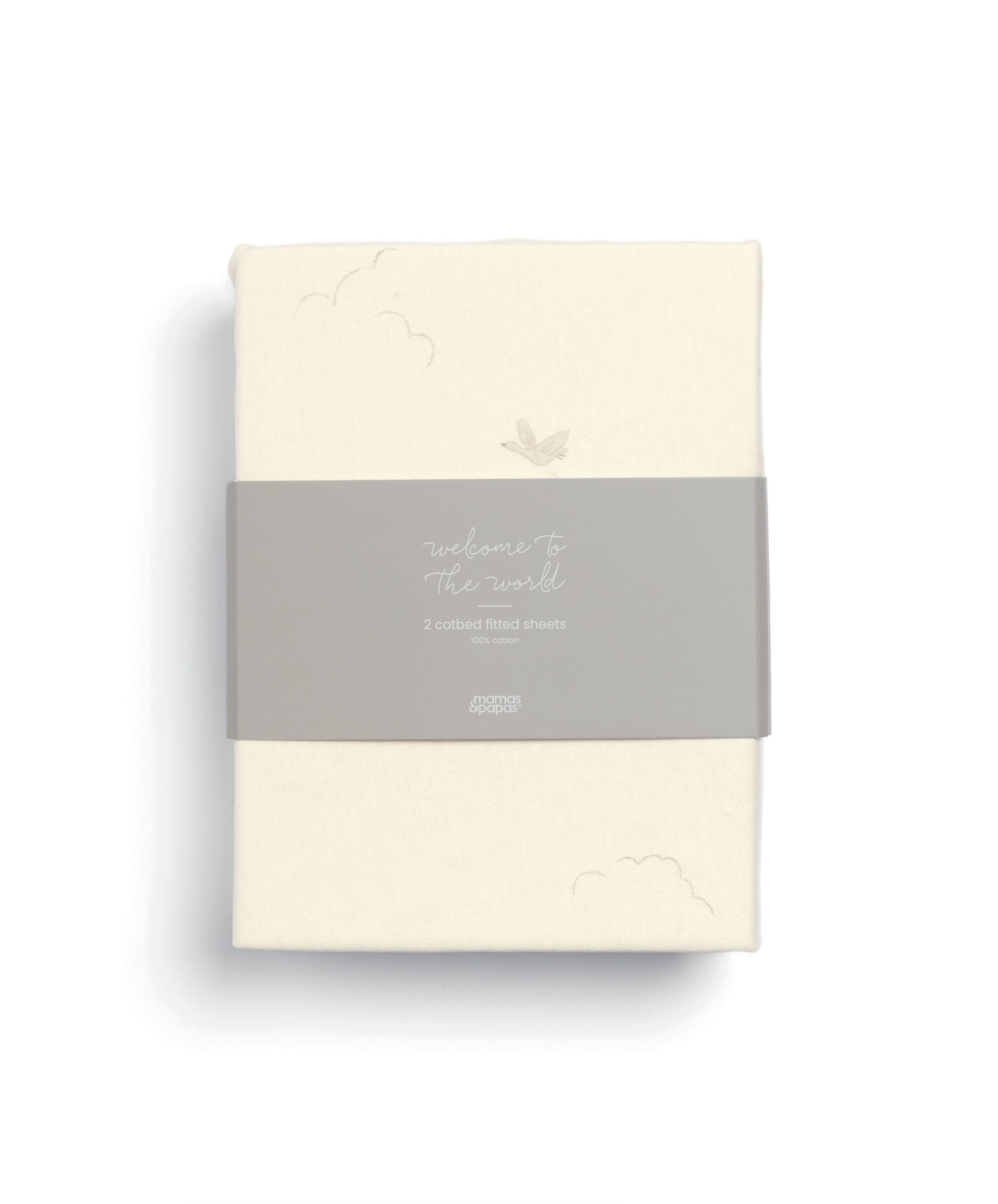 طقم شرشف بحواف مطاطية ويلكم تو ذا وورلد داكلينج بلون أبيض كريمي - قطعتان image number 4