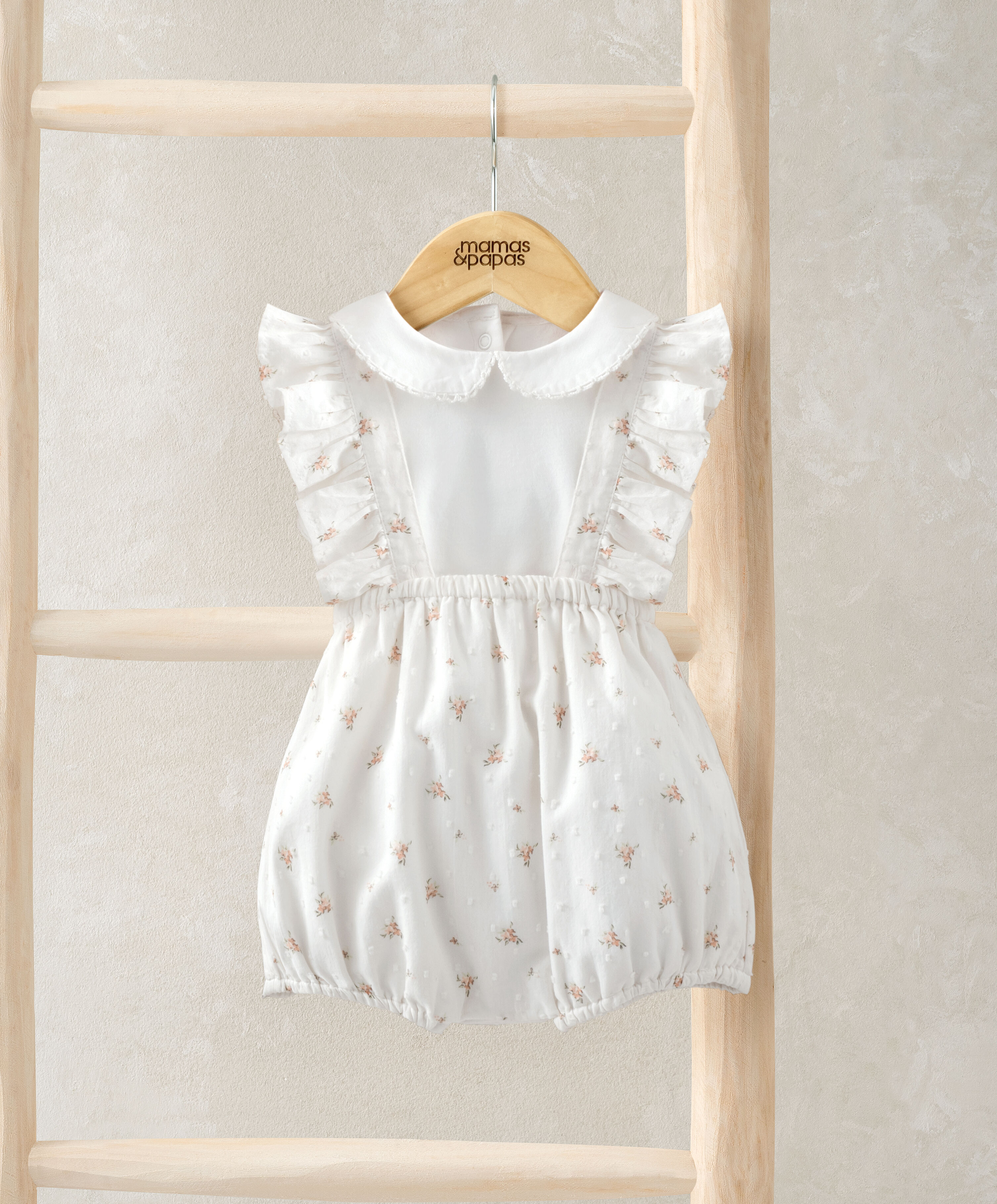 طقم رومبر ولباس قطعة واحدة بنقشة زهور - قطعتان image number 1