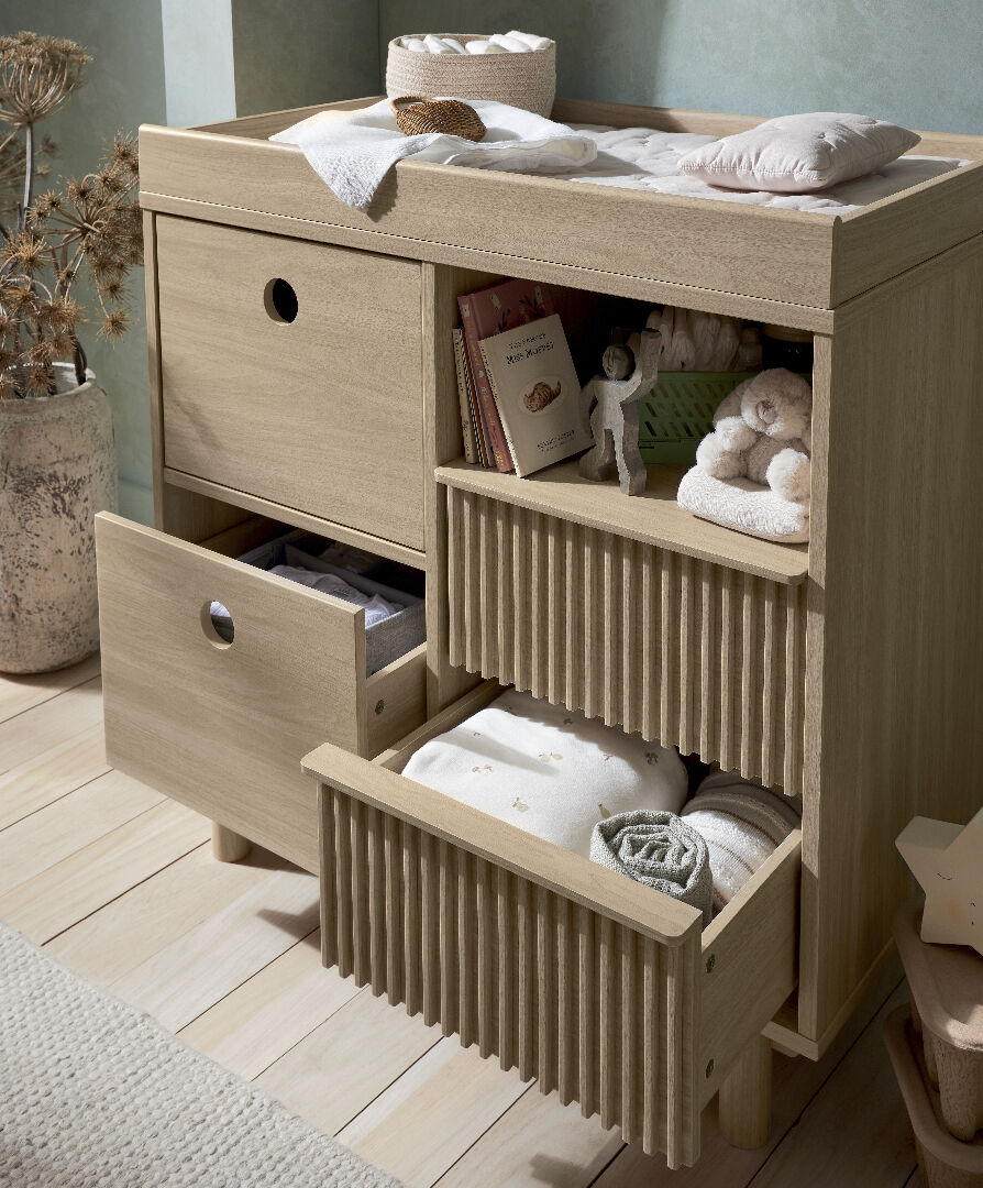 وحدة أدراج أوسكا ضيقة بسطح للتغيير - ناتشرل/اوك image number 4