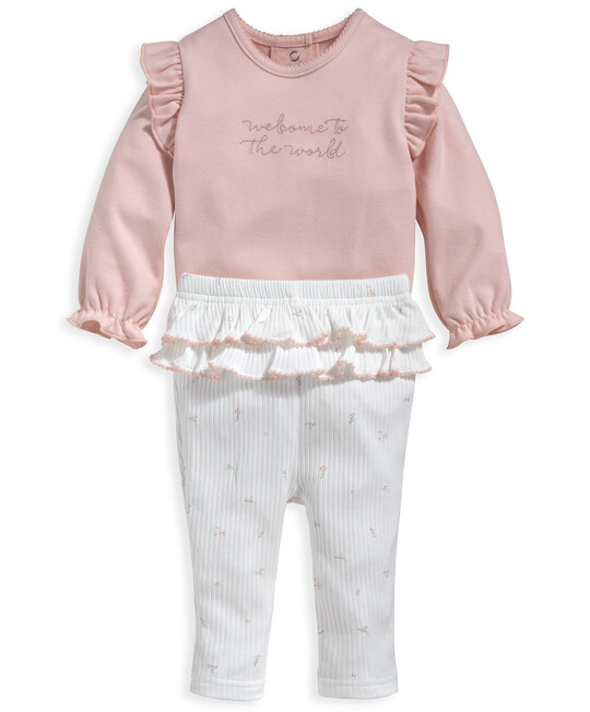 طقم لباس قطعة واحدة وردي ولغينغز - قطعتان طقم لباس قطعة واحدة وردي ولغينغز - قطعتان image number 1