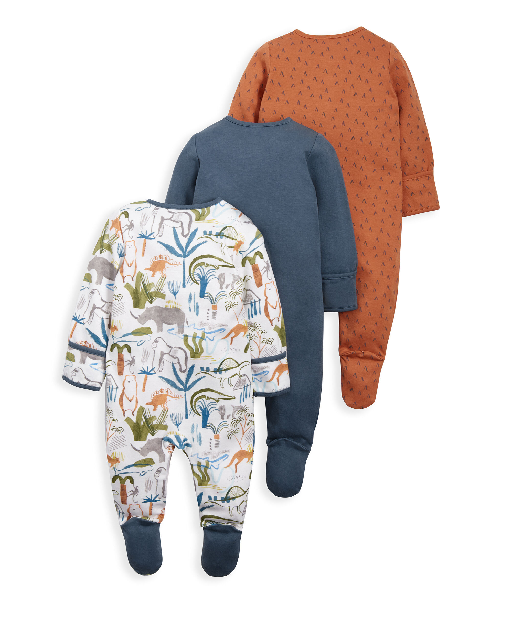 طقم بيجاما قطعة واحدة بنقشة سفاري وديناصور- 3 قطع image number 2