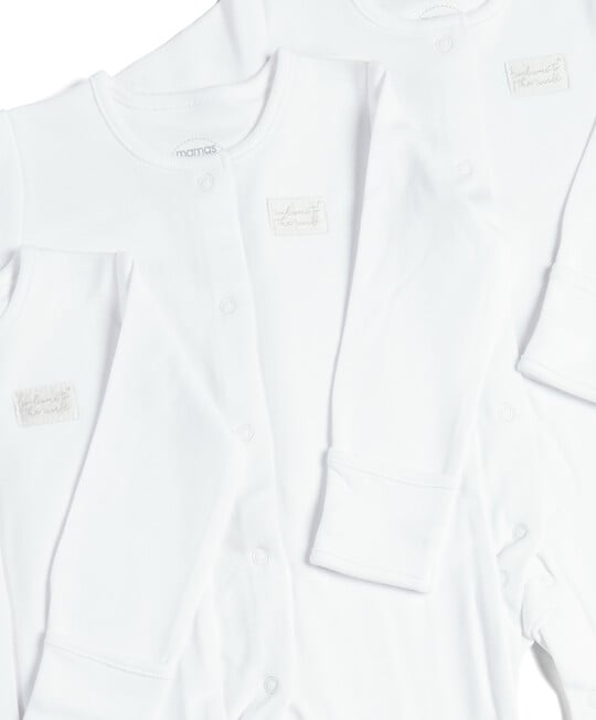 طقم بيجاما قطعة واحدة بلون أبيض - 3 قطع طقم بيجاما قطعة واحدة بلون أبيض - 3 قطع image number 2