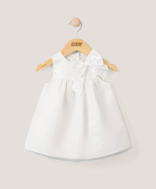 فستان أورجانزا بعقدة - أبيض image number 1