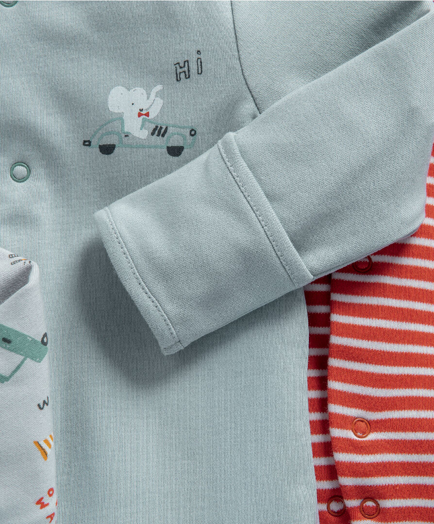 طقم بيجاما قطعة واحدة بنقشة وسائل مواصلات- 3 قطع image number 5