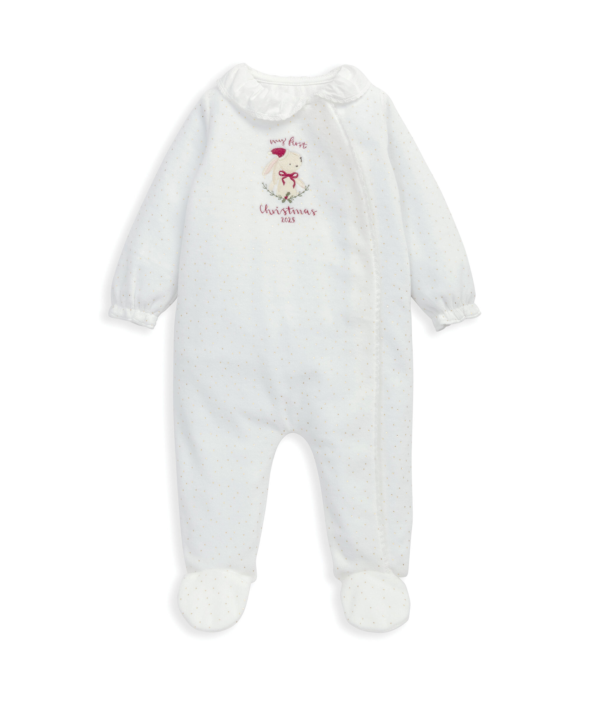 لباس قطعة واحدة بتطريز أرنب وماي فيرست كريسماس image number 4