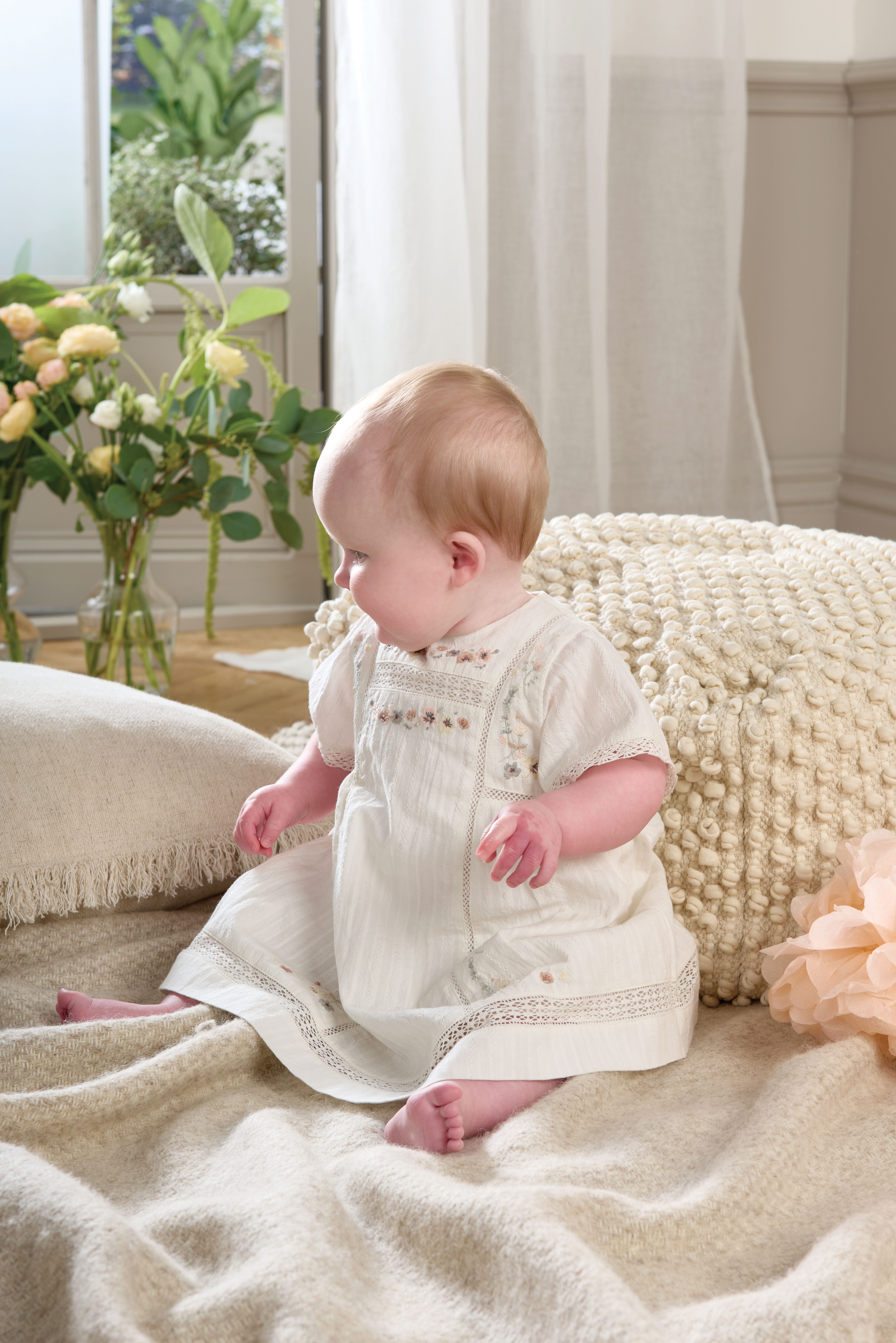 فستان قطن مطرز - أبيض image number 4