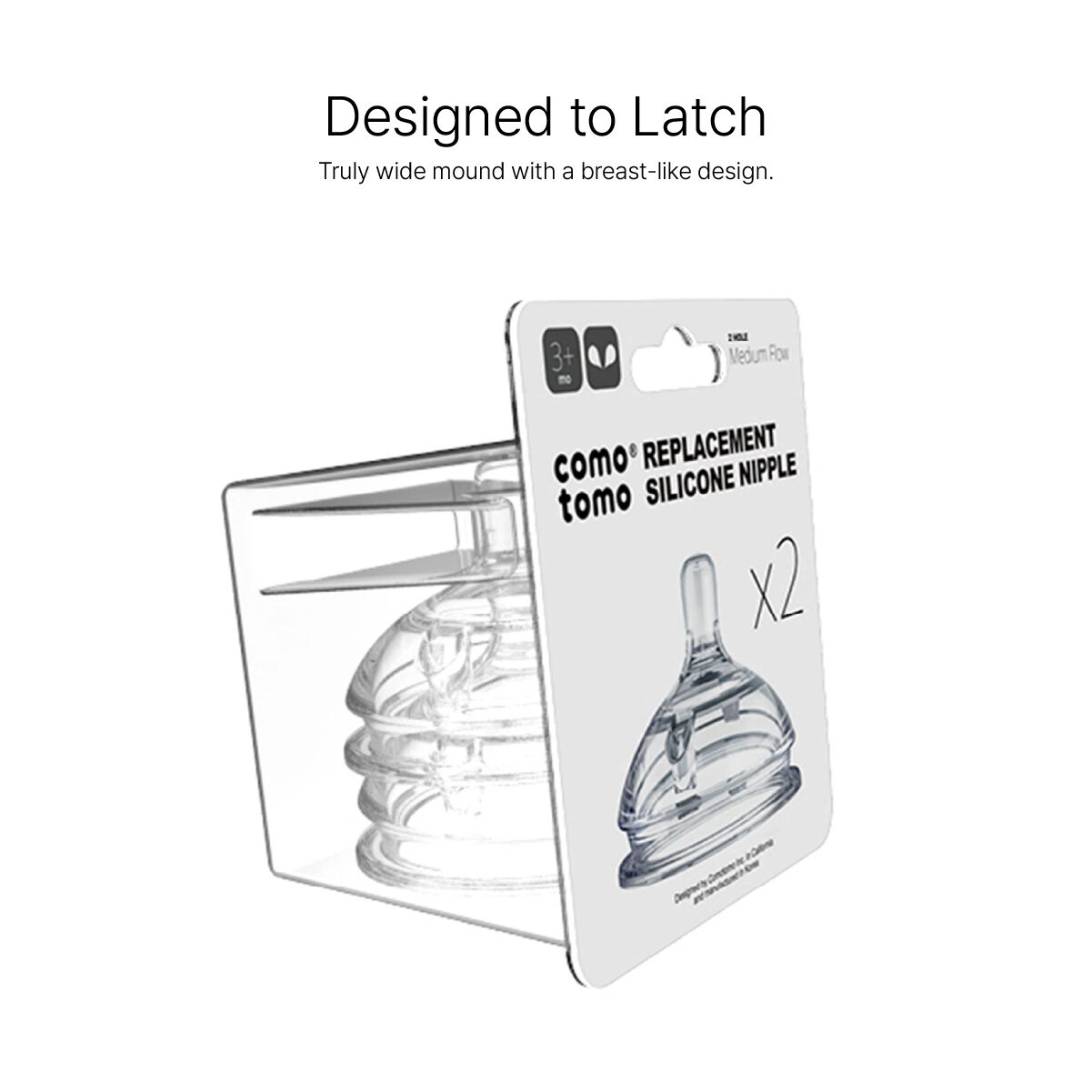 مجموعة حلمات كوموتومو شفافة ناتشورال تيت (تدفق متوسط) سيليكون، قطعتين image number 3