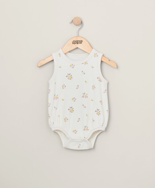 لباس قطعة واحدة من قماش مناشف بنقشة زهور لباس قطعة واحدة من قماش مناشف بنقشة زهور image number 1