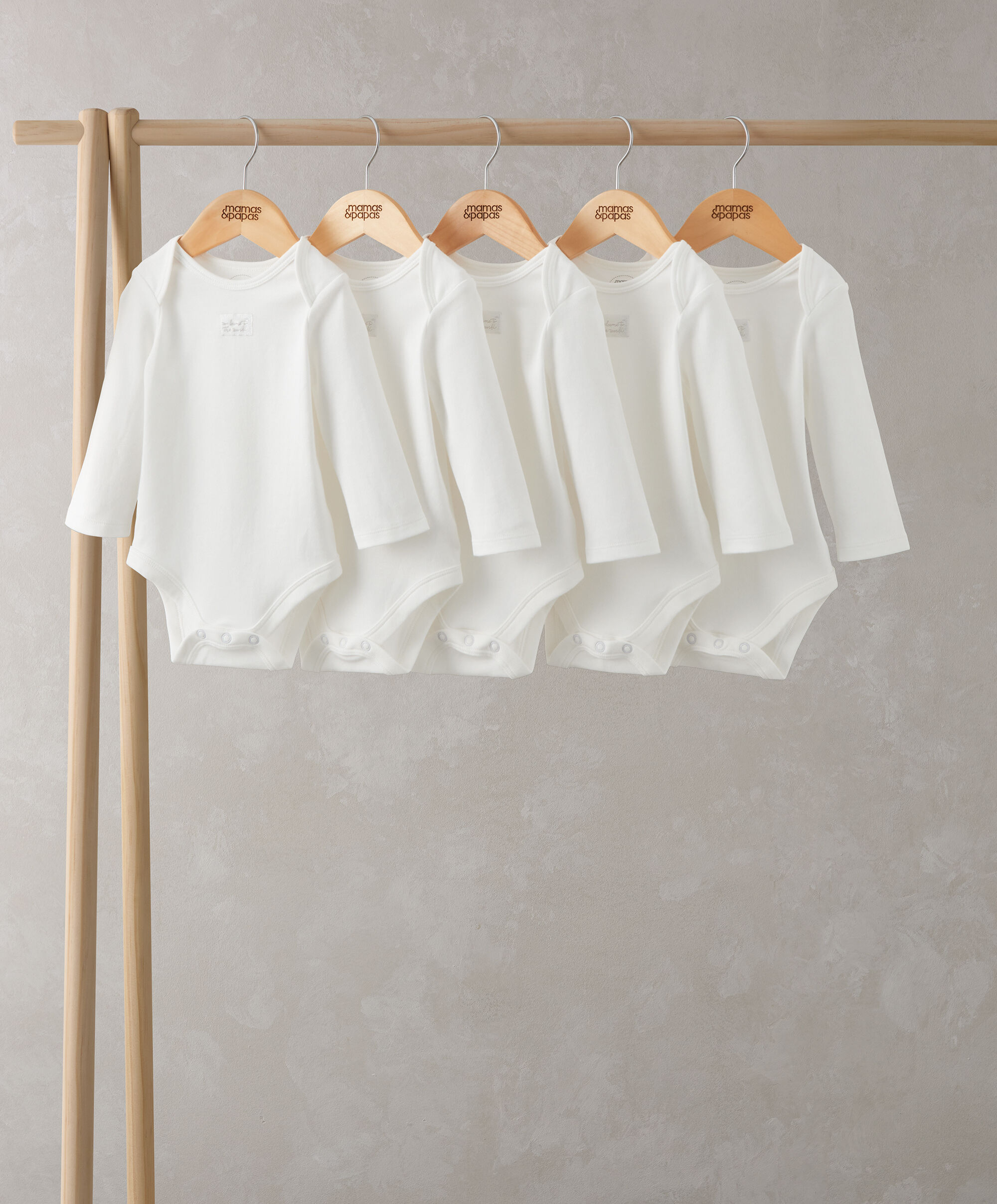 طقم بودي سوت أبيض بأكمام طويلة قطن عضوي، 5 قطع image number 1