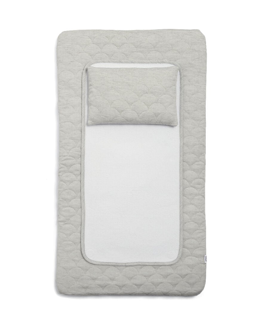 مفرش تغيير حفاضات فاخر ويلكم تو ذا وورلد - رمادي بتصميم صدفي image number 1