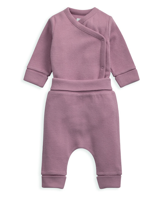 طقم بنسيج متشابك بلون وردي داكن - قطعتان طقم بنسيج متشابك بلون وردي داكن - قطعتان image number 2