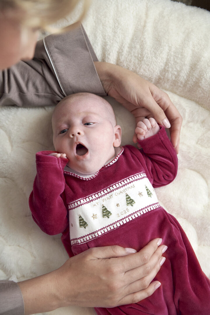 لباس قطعة واحدة بياقة وتطريز "ماي فيرست كريسماس" image number 2