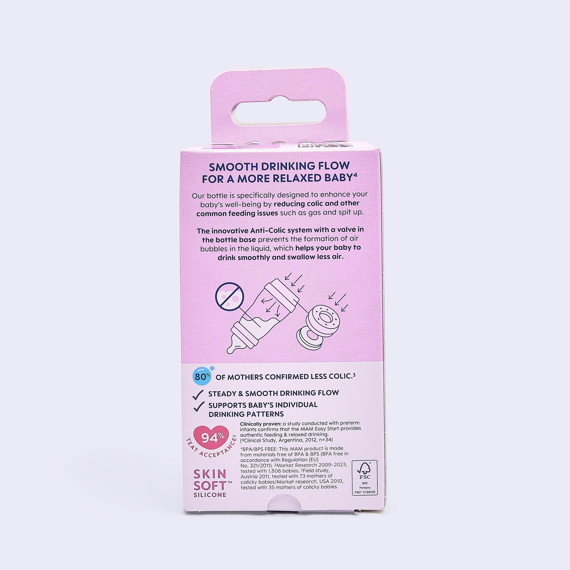 زجاجة رضاعة سيليكون مام بيبي إيزي ستارت مضادة للمغص - من عمر 0 ​​أشهر فما فوق | سي لايف بلو - 130 مل - عبوة من قطعة واحدة image number 7