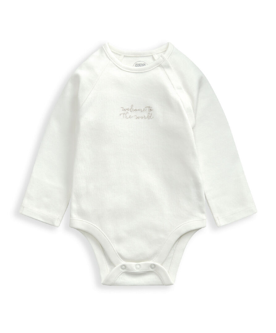 طقم لباس قطعة واحدة بتطريز ويلكم تو ذا وورلد ولغينغز بنقشة سحب - قطعتان image number 3