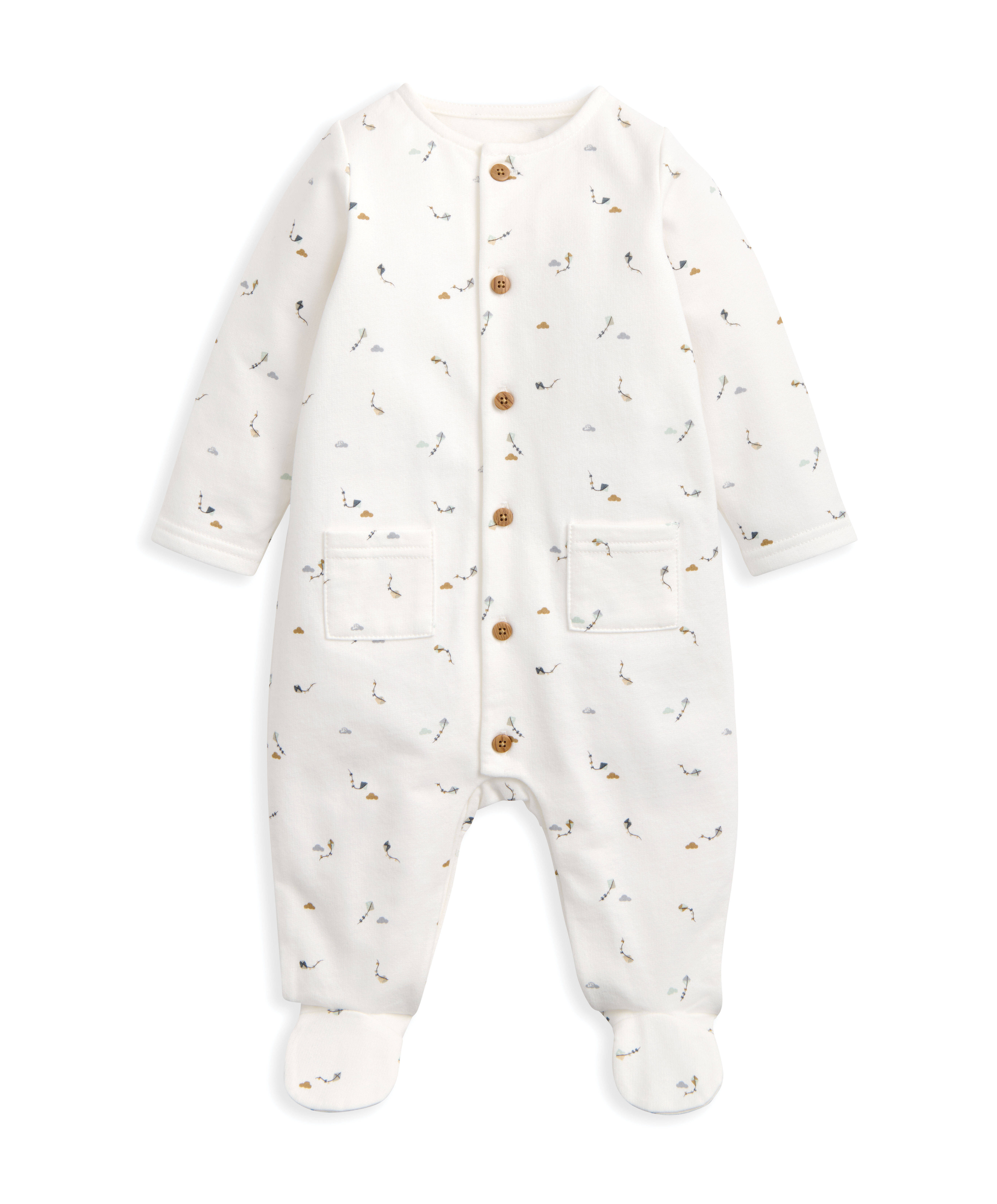 بيجاما سويت بتصميم قطعة واحدة مزينة بنقشة طائرات ورقية بالكامل image number 2