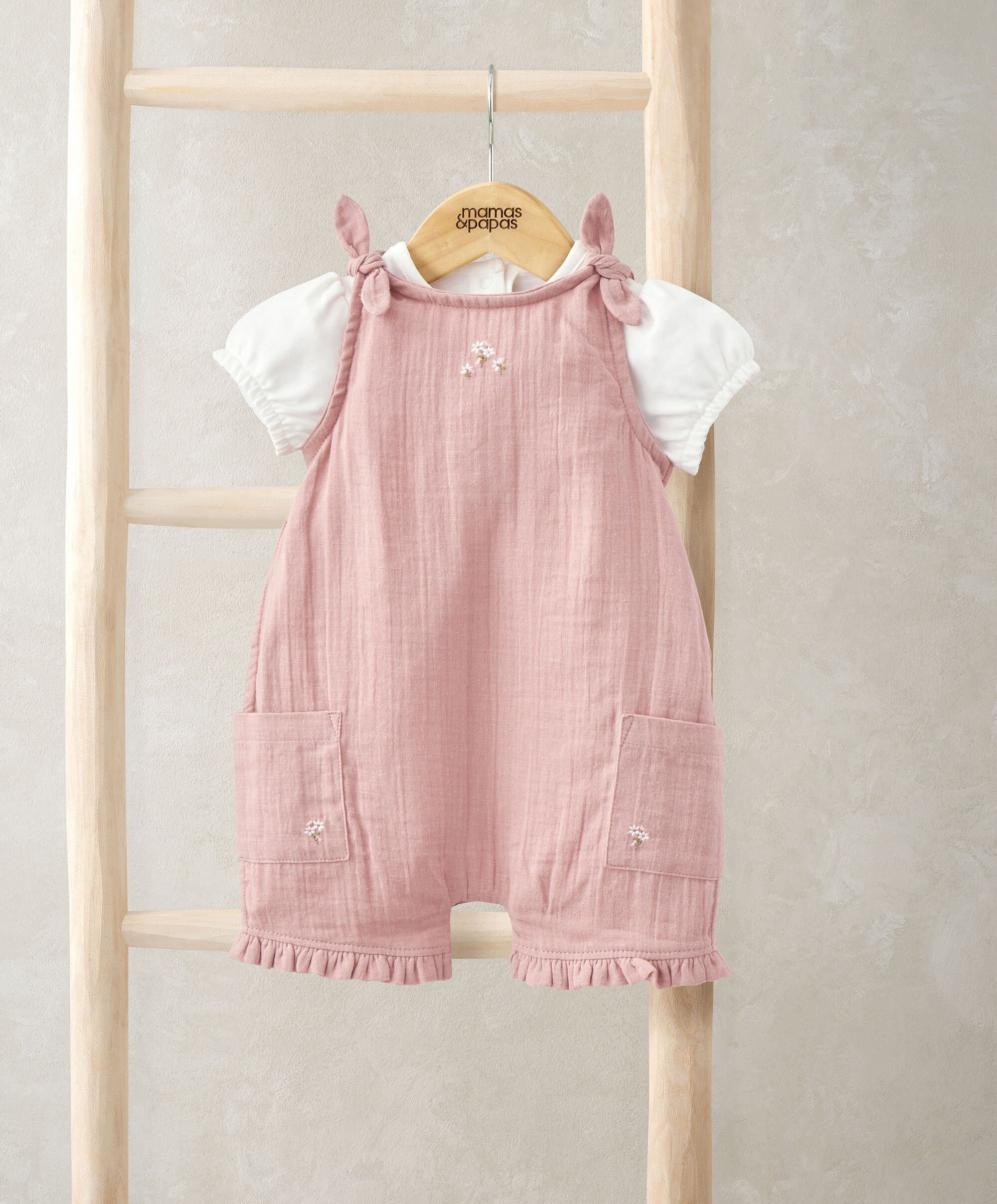 طقم رومبر مجعد ولباس قطعة واحدة - قطعتان image number 1