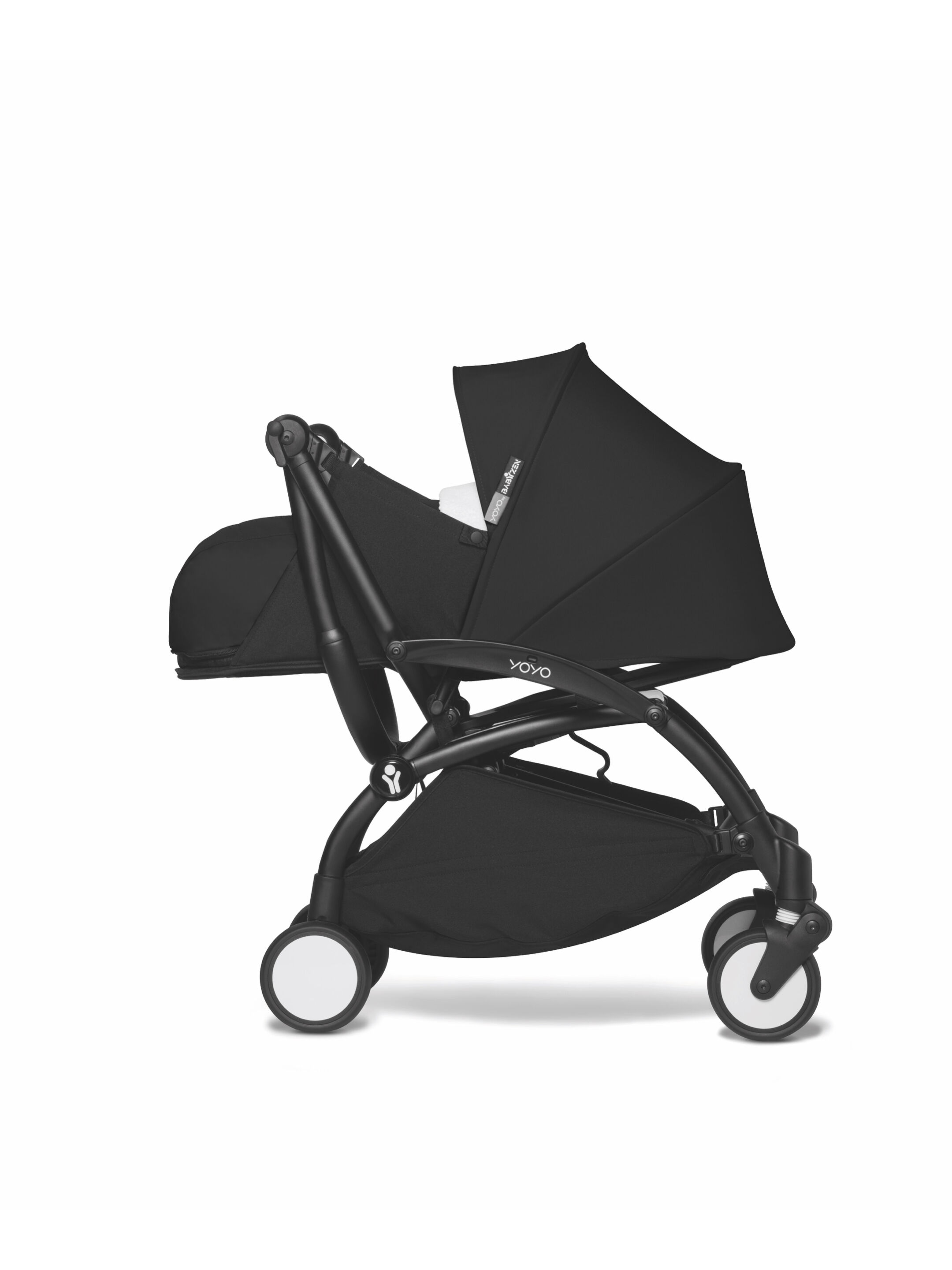 عربة أطفال بيبي زن يويو بهيكل أسود ومجموعة مقعد عربة للأطفال حديثي الولادة أسود image number 3